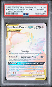 2019 Pokemon Team Up Eevee & Snorlax GX Tag Team Secret #191 PSA 10