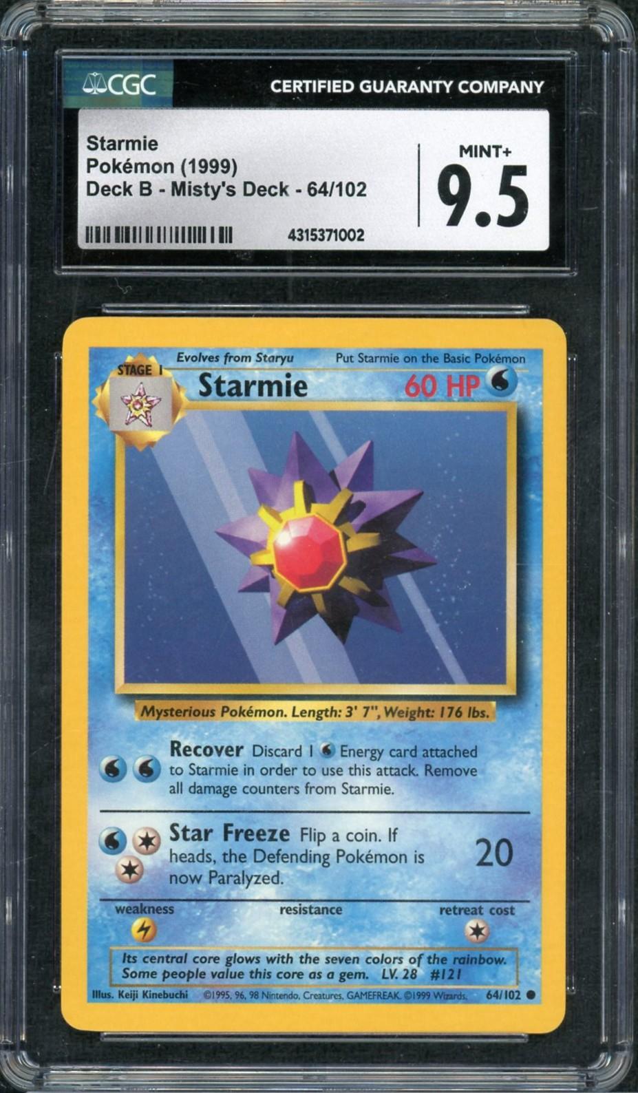 1999 Pokemon Deck B Misty's Deck Starmie 64/102 CGC 9.5