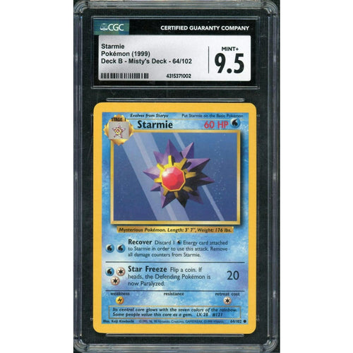 1999 Pokemon Deck B Misty's Deck Starmie 64/102 CGC 9.5