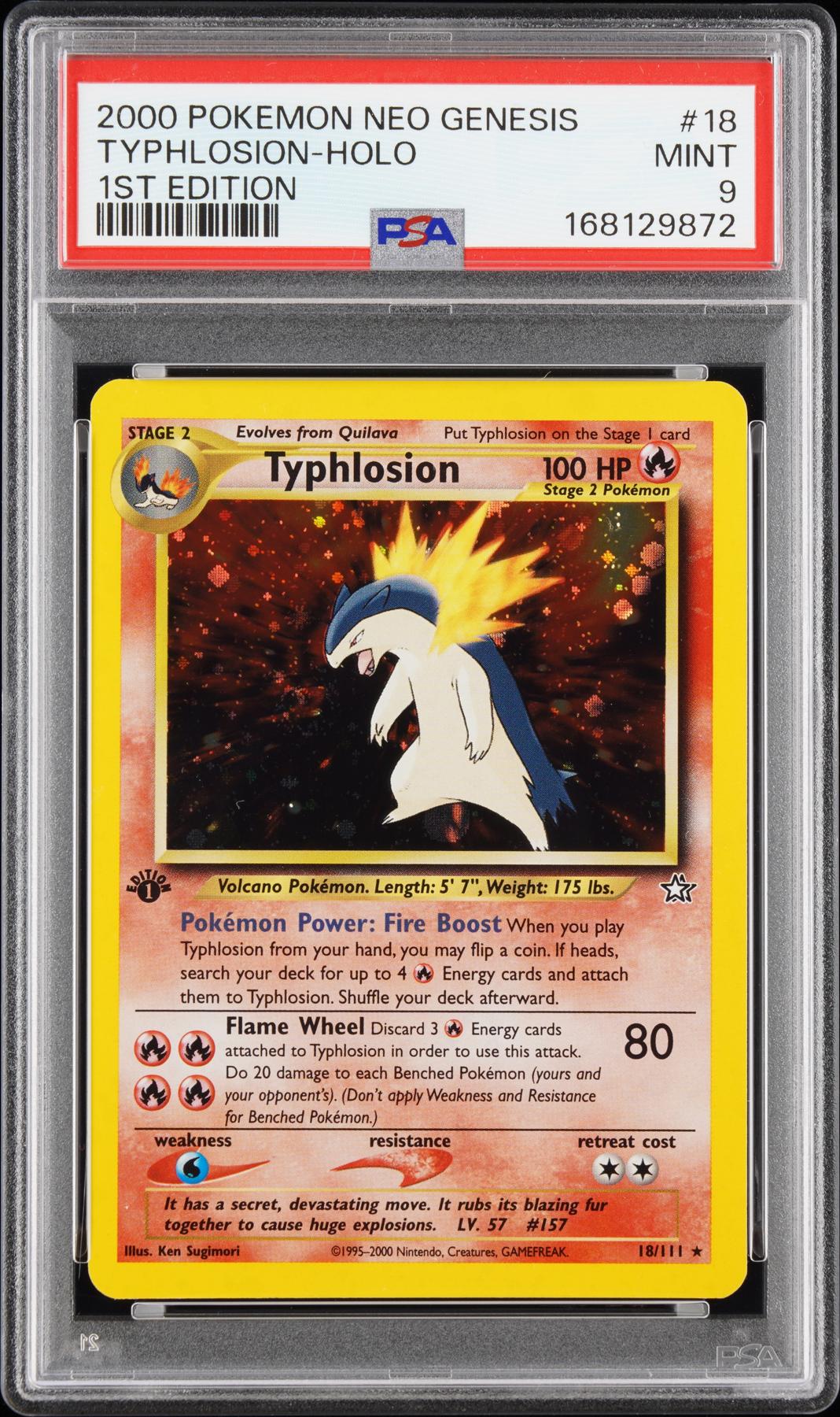2000 Pokemon Neo Genesis Typhlosion Holo 1st Edition #18 PSA 9