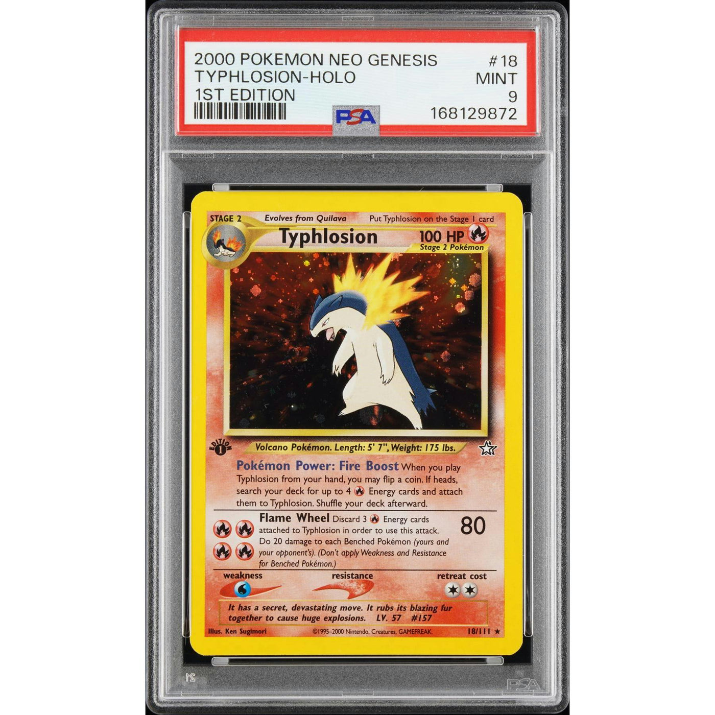 2000 Pokemon Neo Genesis Typhlosion Holo 1st Edition #18 PSA 9