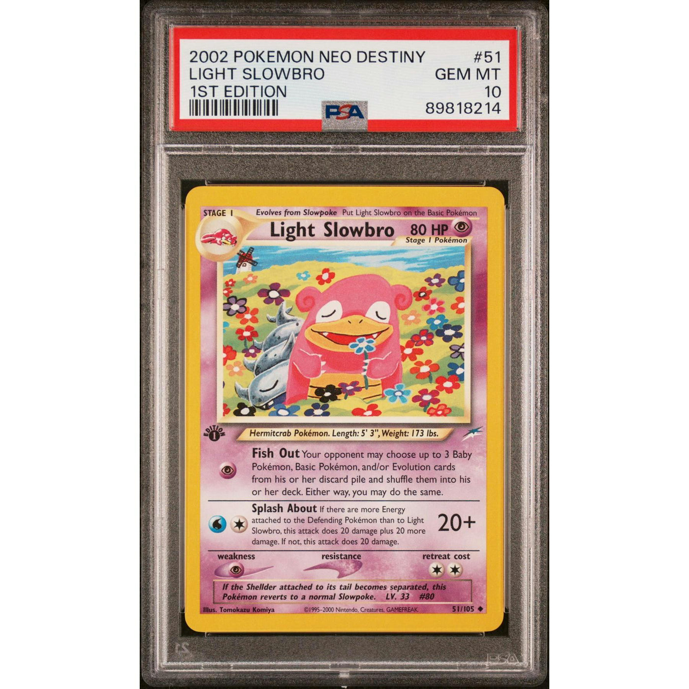 2002 Pokemon Neo Destiny Light Slowbro 1st Edition #51 PSA 10