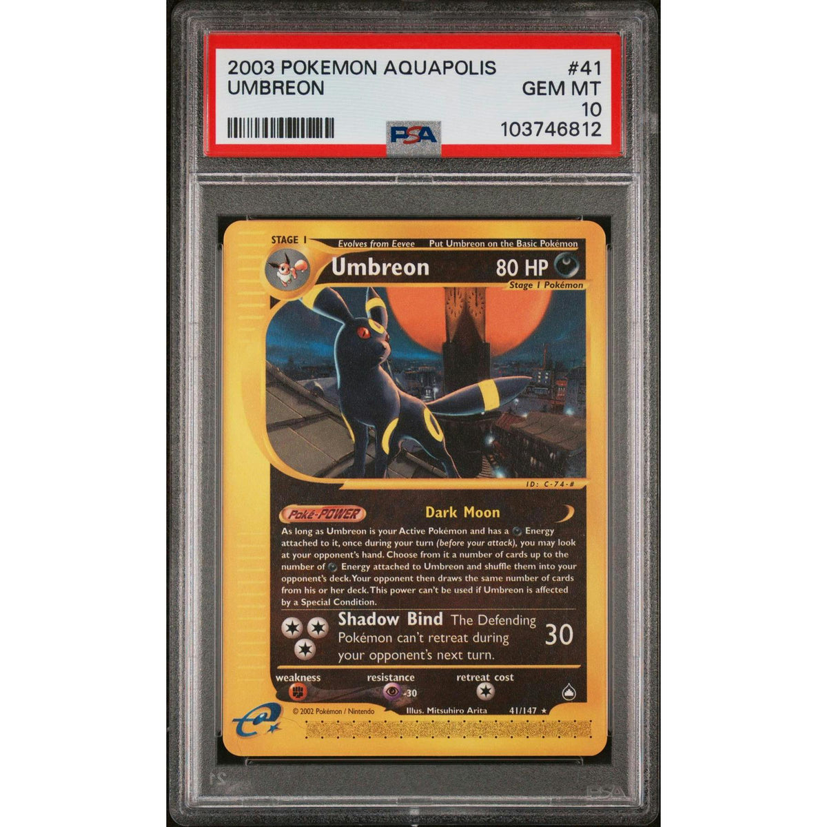 2003 Pokemon Aquapolis Umbreon #41 PSA 10
