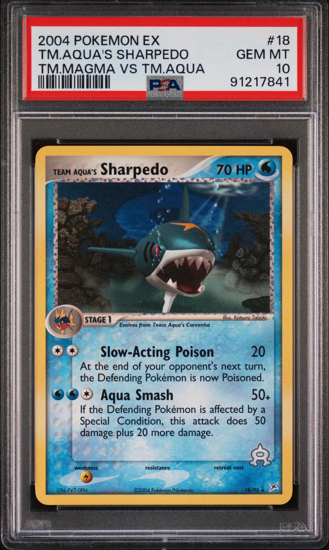 2004 Pokemon Team Magma Vs Team Aqua Aqua's Sharpedo #18 PSA 10