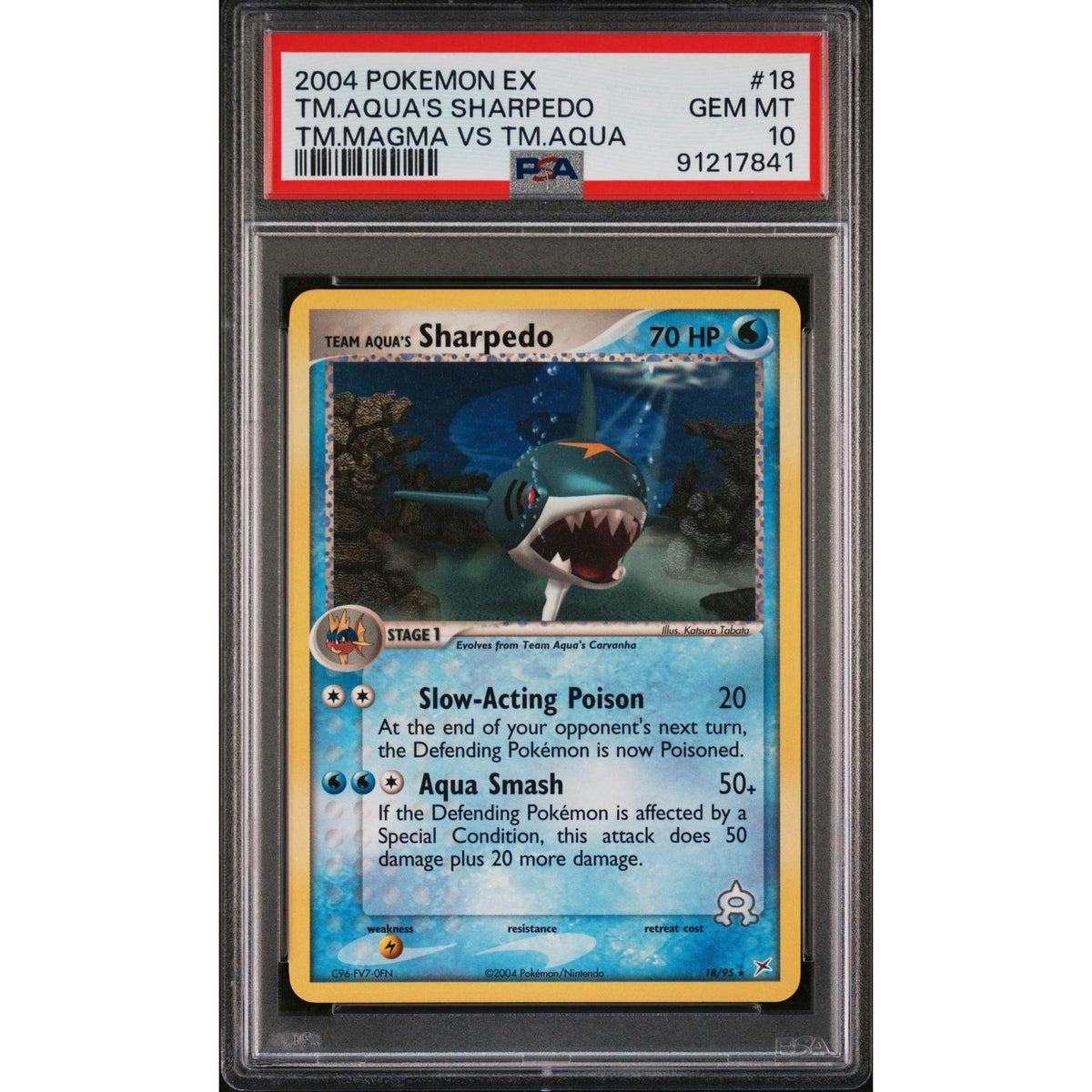 2004 Pokemon Team Magma Vs Team Aqua Aqua's Sharpedo #18 PSA 10