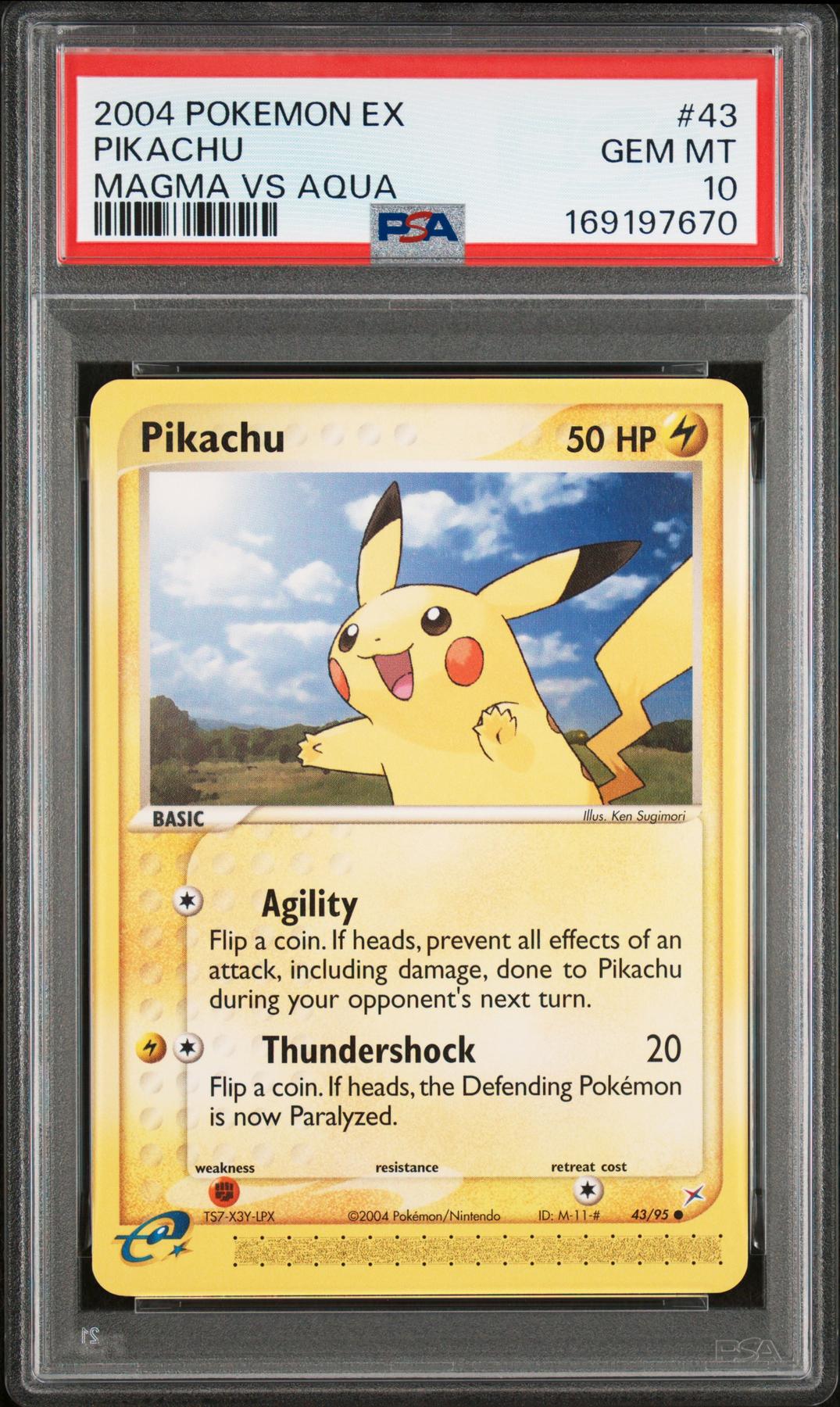2004 Pokemon Team Magma Vs Team Aqua Pikachu #43 PSA 10