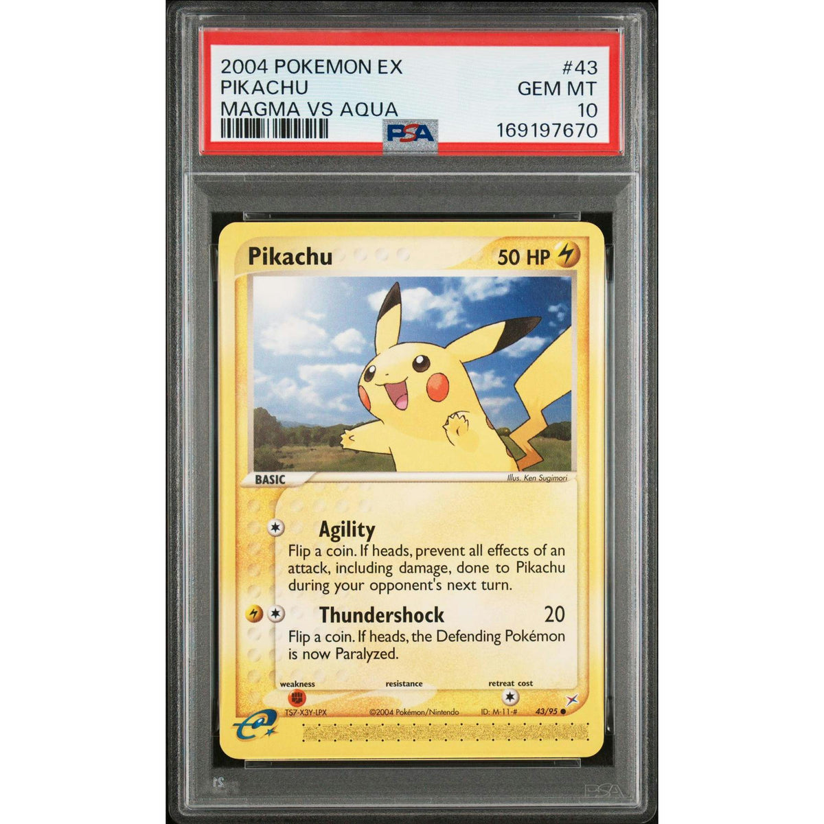2004 Pokemon Team Magma Vs Team Aqua Pikachu #43 PSA 10