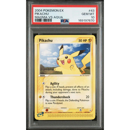 2004 Pokemon Team Magma Vs Team Aqua Pikachu #43 PSA 10