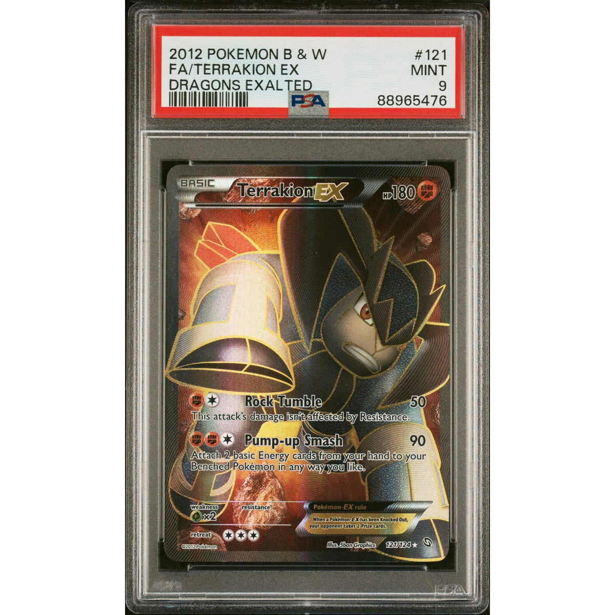 2012 Pokemon Dragons Exalted Terrakion EX Full Art #121 PSA 9
