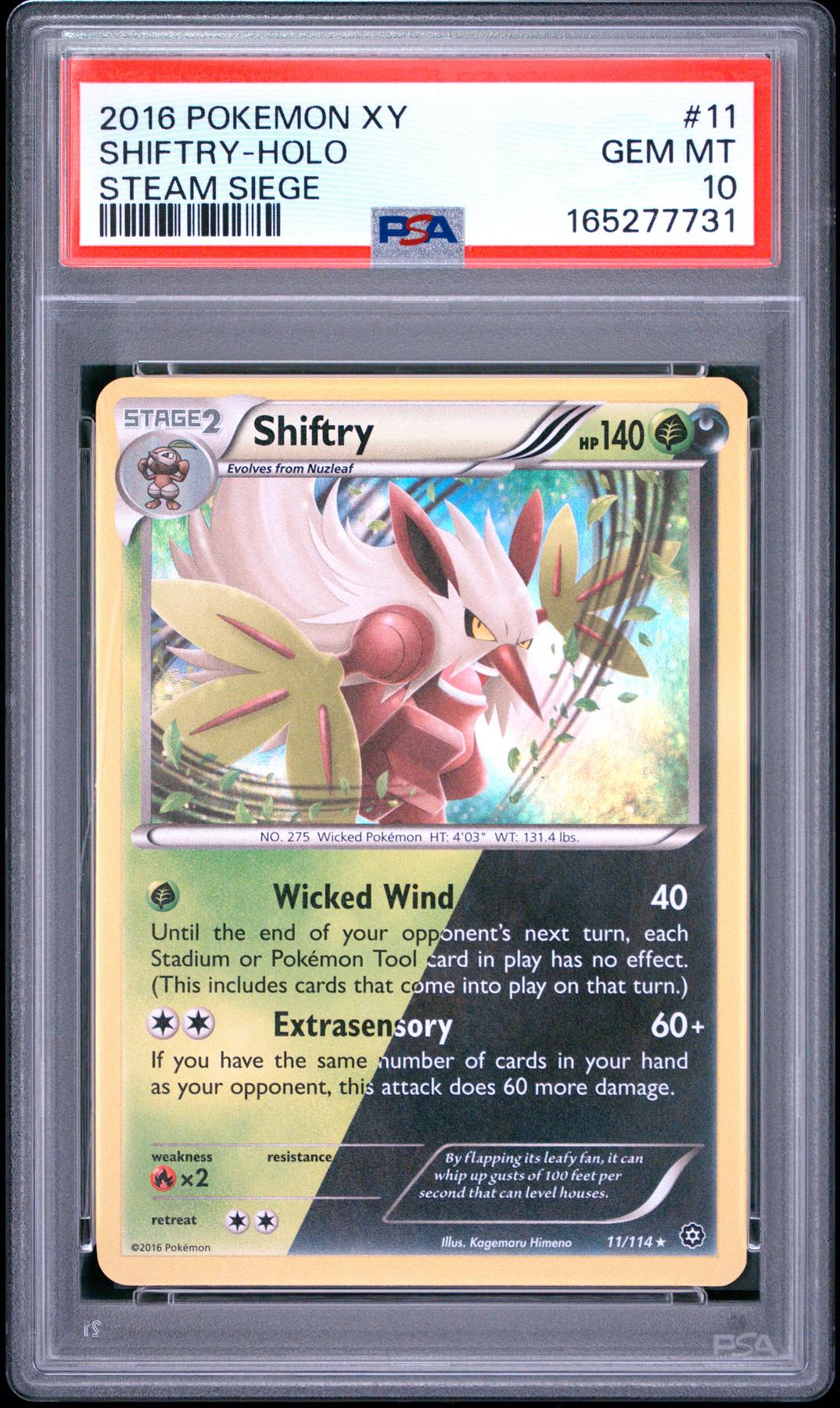 2016 Pokemon Steam Siege Shiftry Holo #11 PSA 10