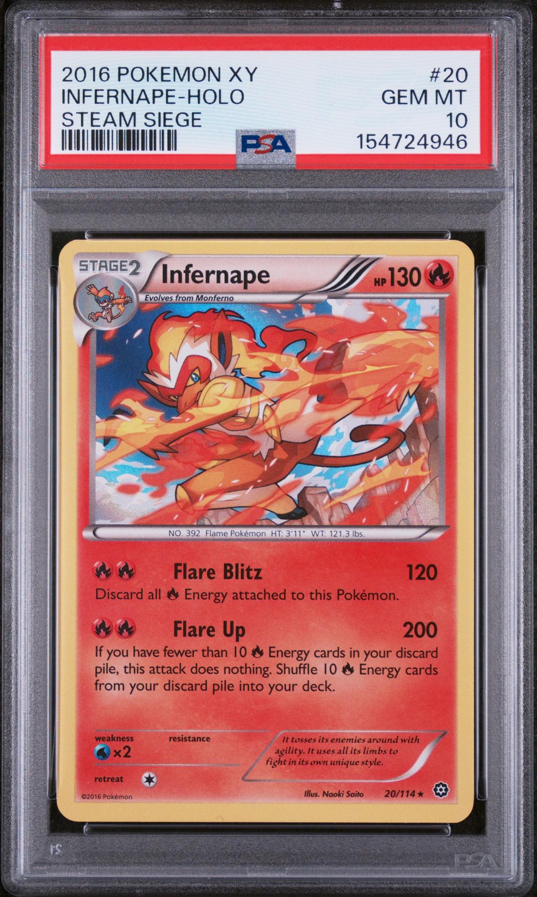 2016 Pokemon Steam Siege Infernape Holo #20 PSA 10