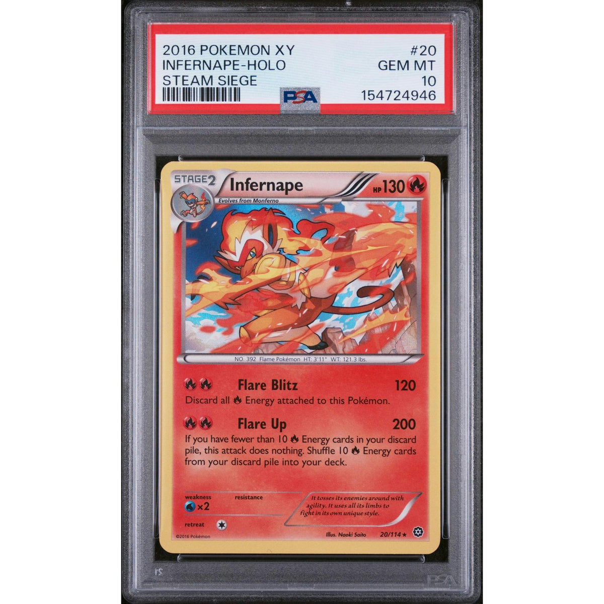 2016 Pokemon Steam Siege Infernape Holo #20 PSA 10