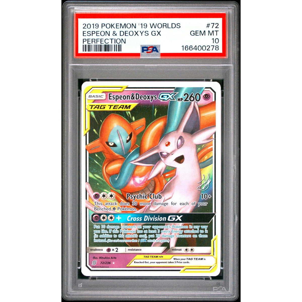 2019 Pokemon World Championships Deck Perfection Espeon & Deoxys Gx #72 PSA 10