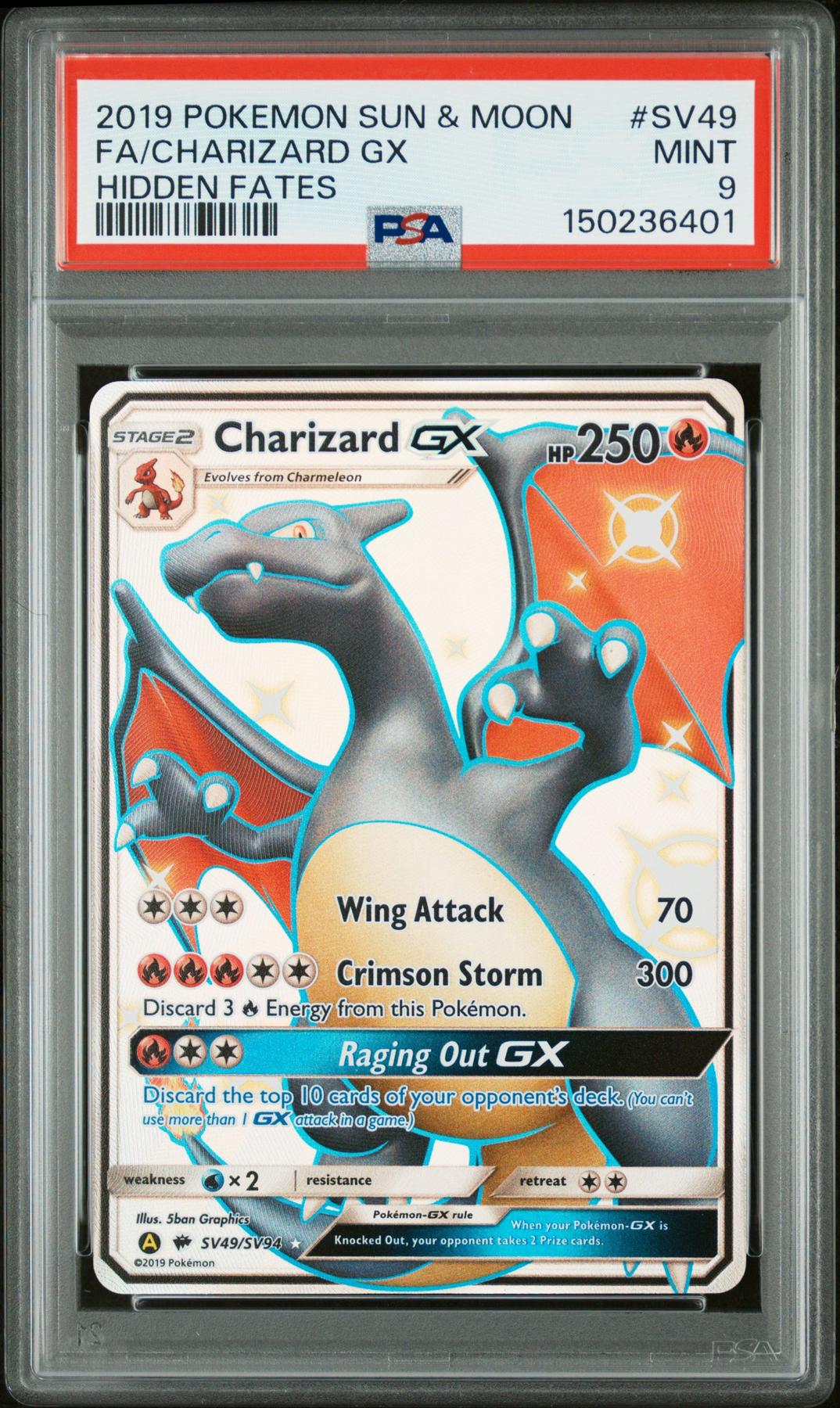 2019 Pokemon Hidden Fates Charizard GX #SV49 PSA 9