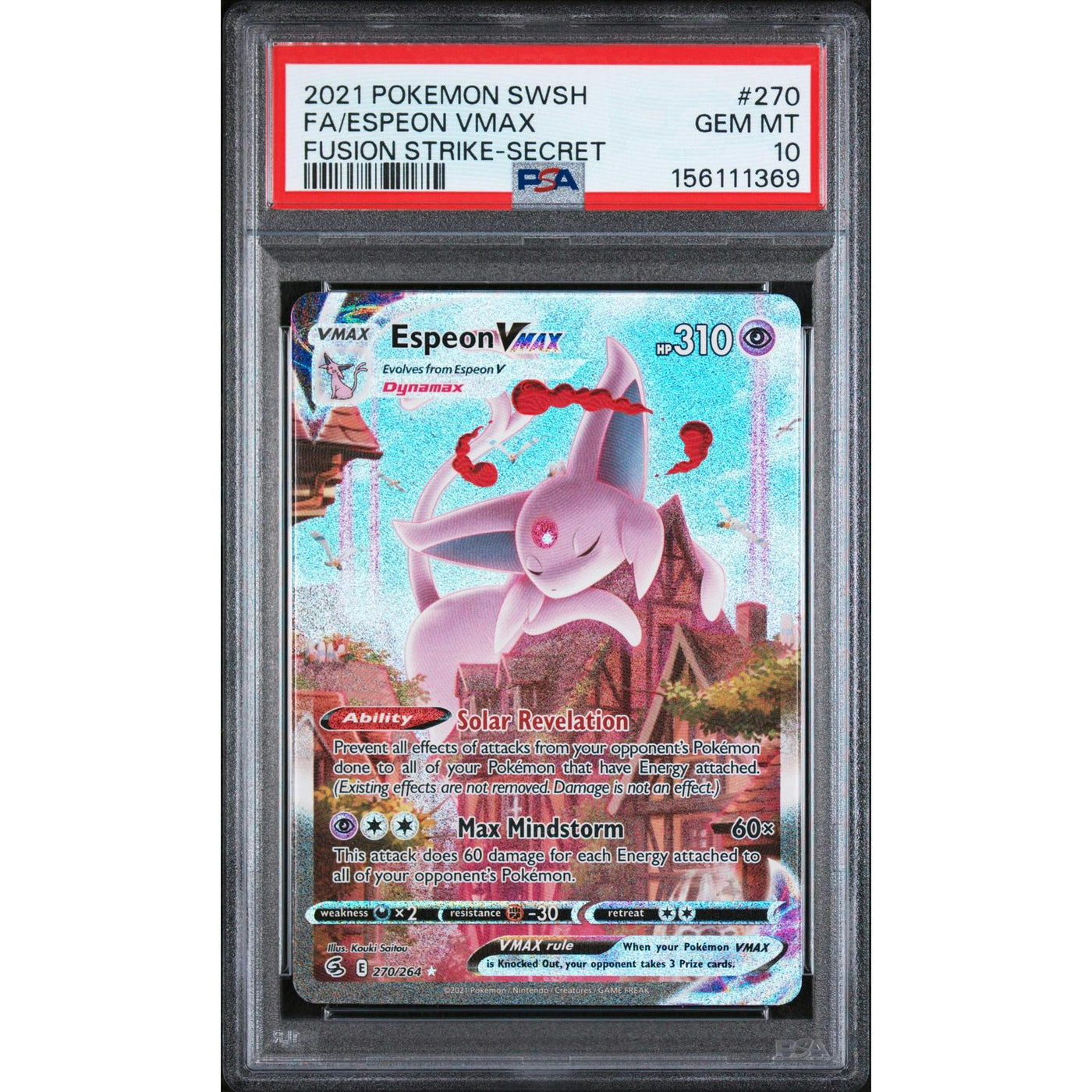 2021 Pokemon Fusion Strike Espeon VMax Secret #270 PSA 10
