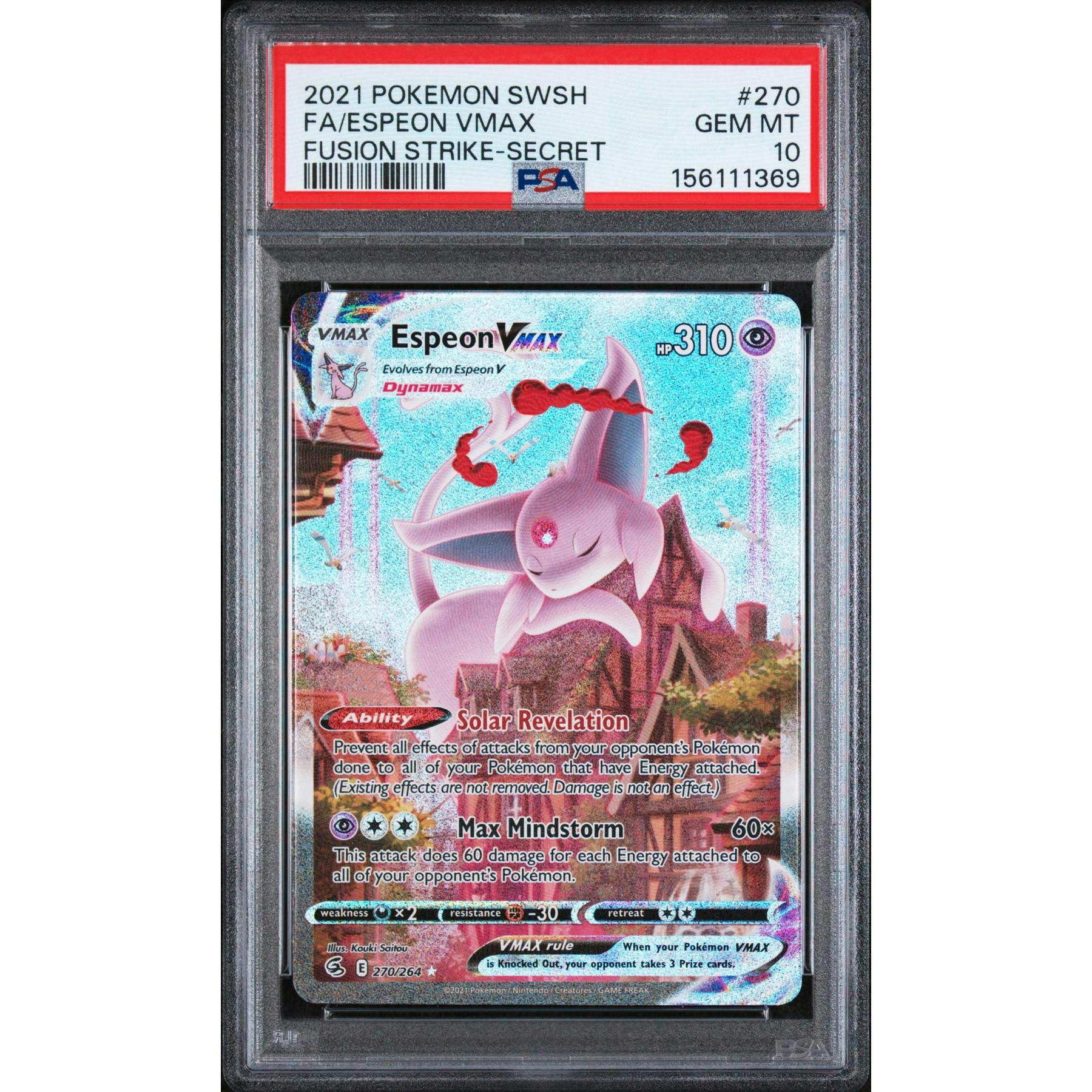 2021 Pokemon Fusion Strike Espeon VMax Secret #270 PSA 10