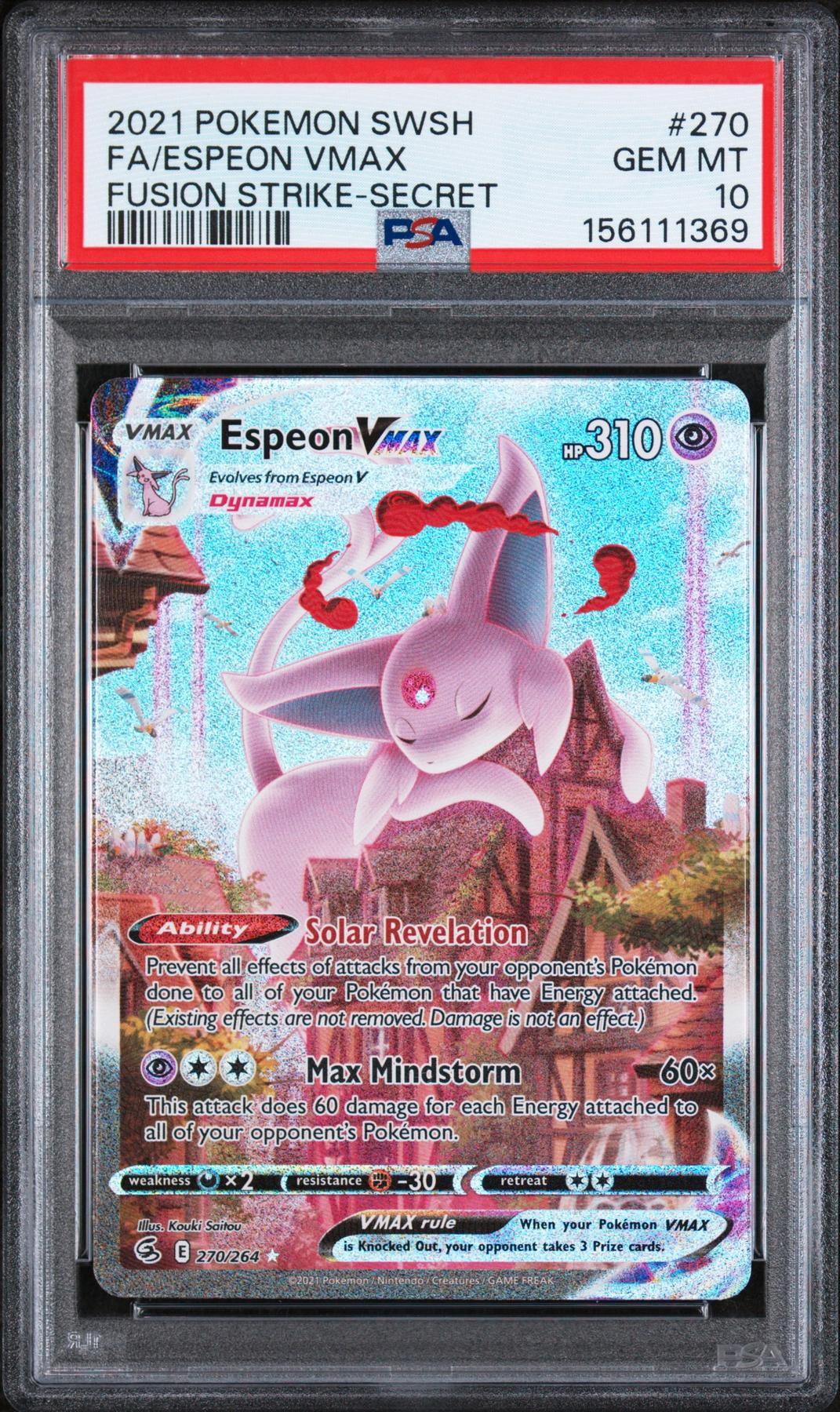 2021 Pokemon Fusion Strike Espeon VMax Secret #270 PSA 10