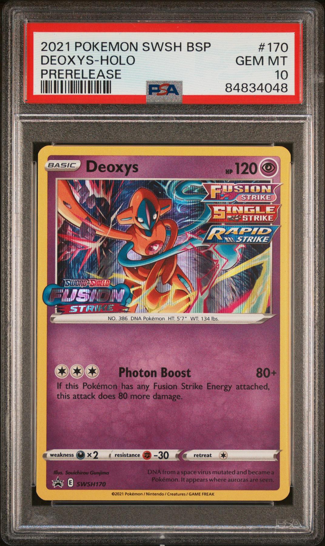 2021 Pokemon Fusion Strike Deoxys Holo Prerelease Promo #170 PSA 10