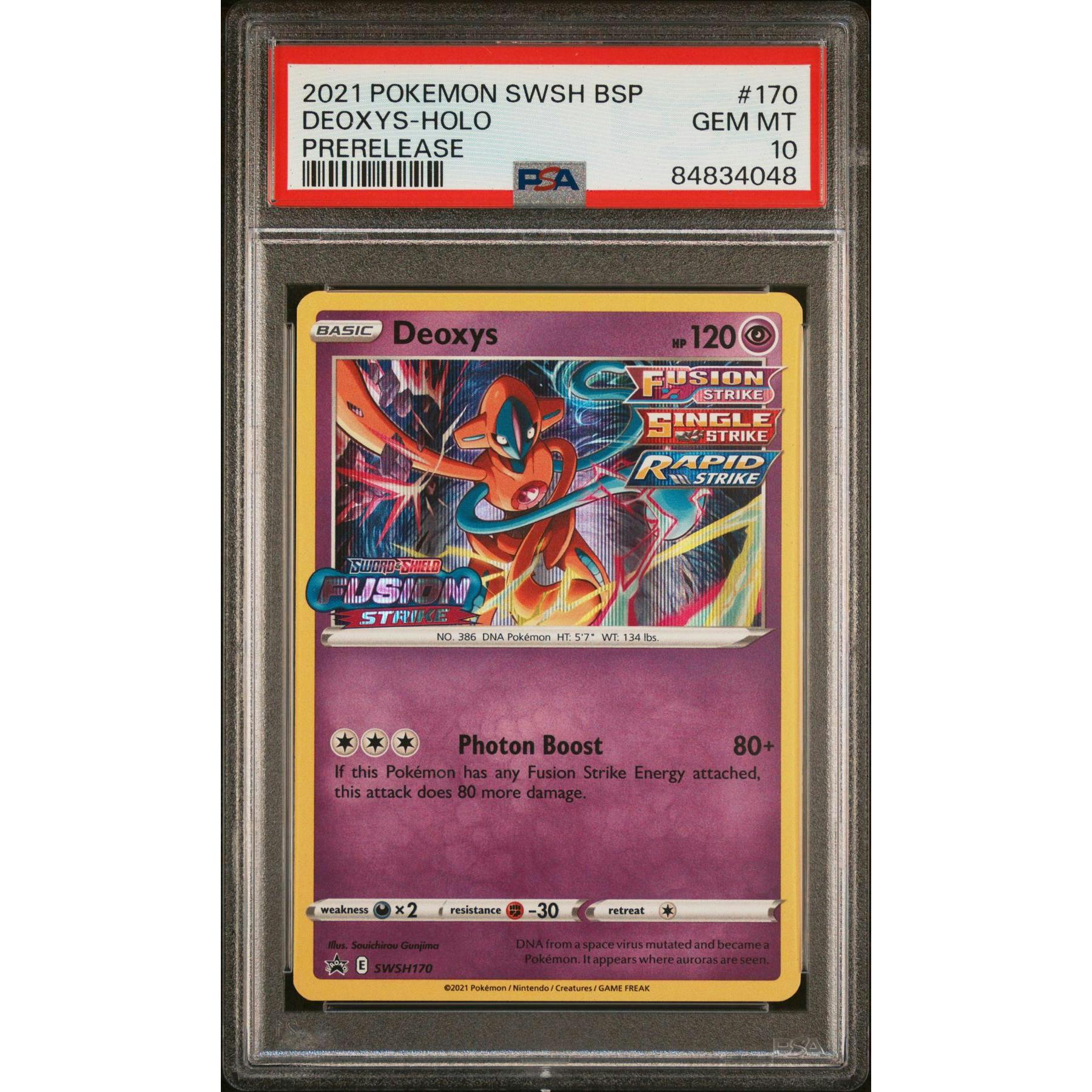 2021 Pokemon Fusion Strike Deoxys Holo Prerelease Promo #170 PSA 10
