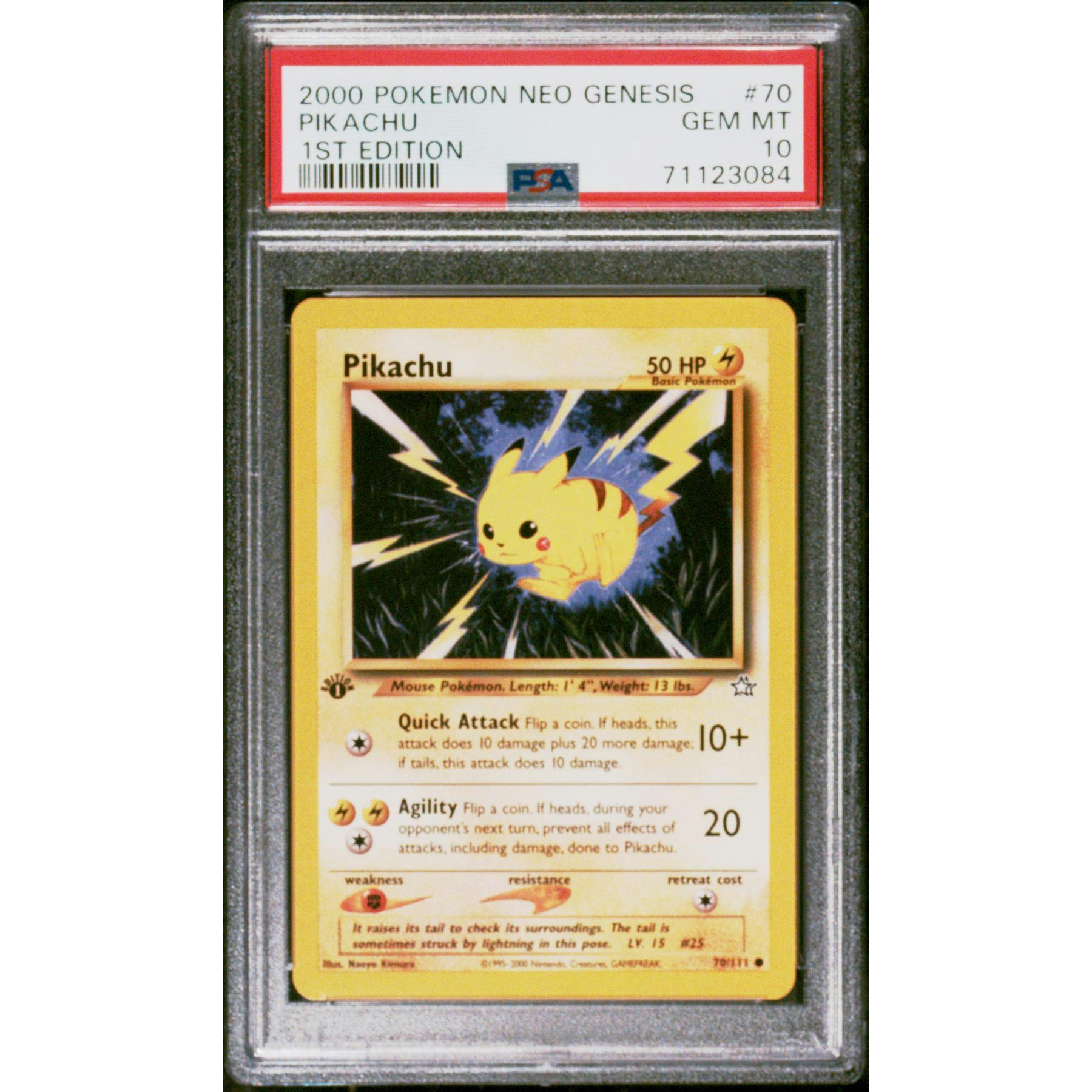 2000 Pokemon Neo Genesis Pikachu 1st Edition #70 PSA 10