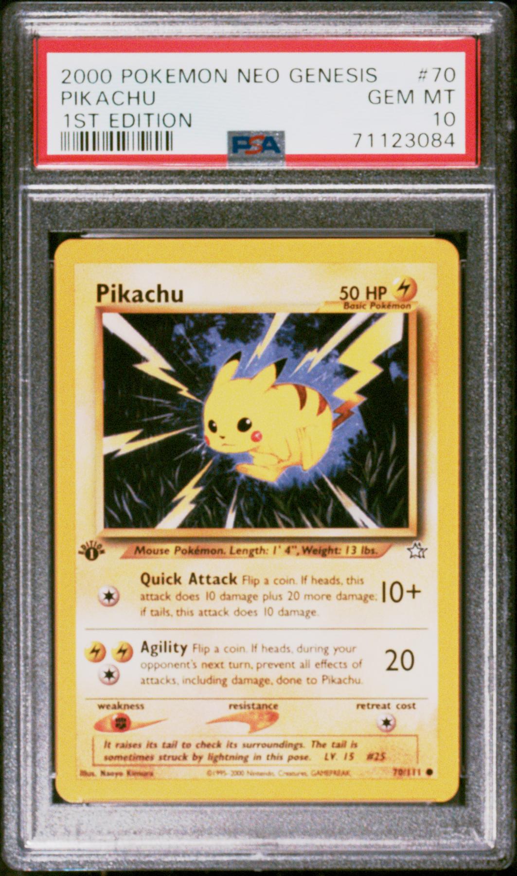 2000 Pokemon Neo Genesis Pikachu 1st Edition #70 PSA 10