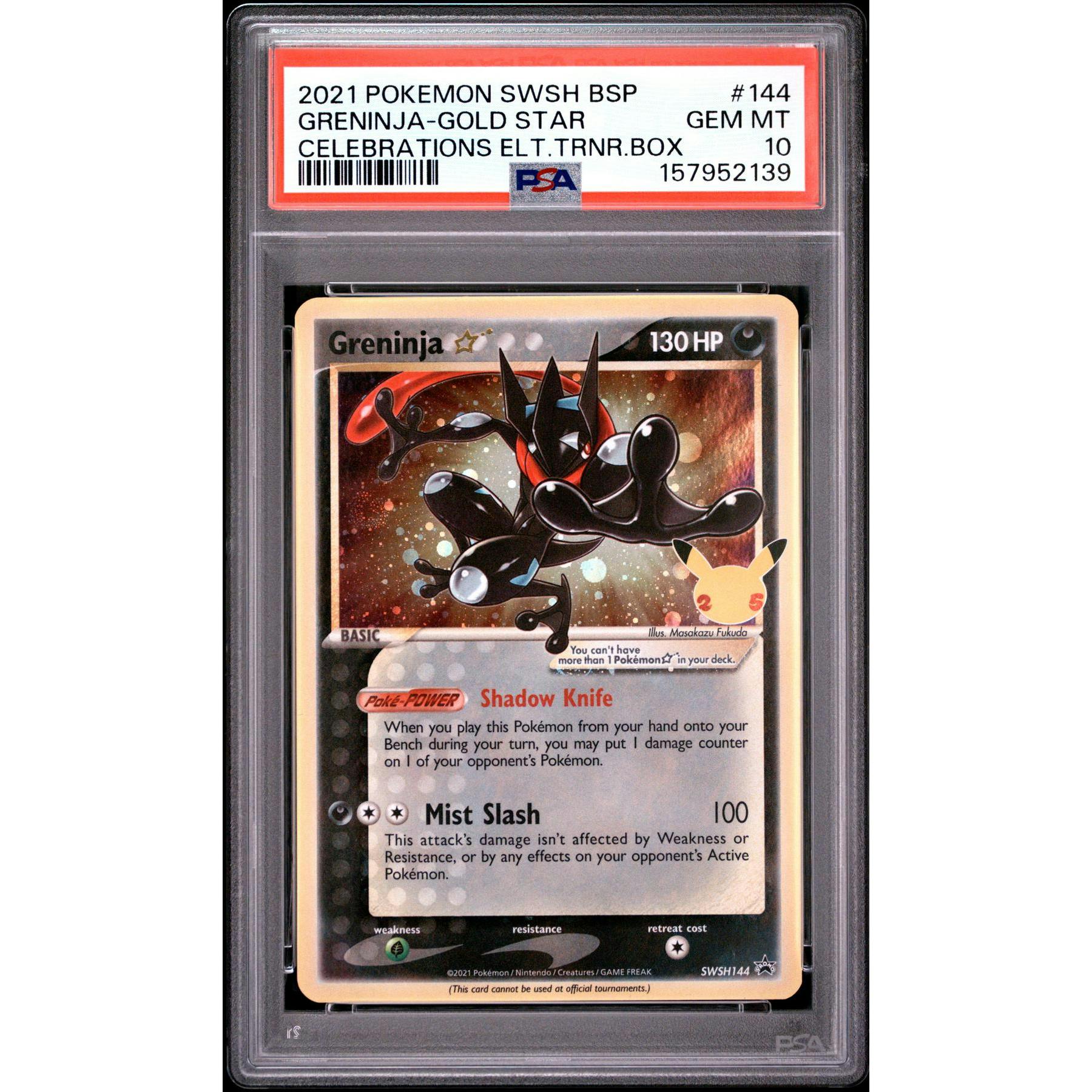 2021 Pokemon Celebrations Greninja Gold Star ETB Promo #144 PSA 10
