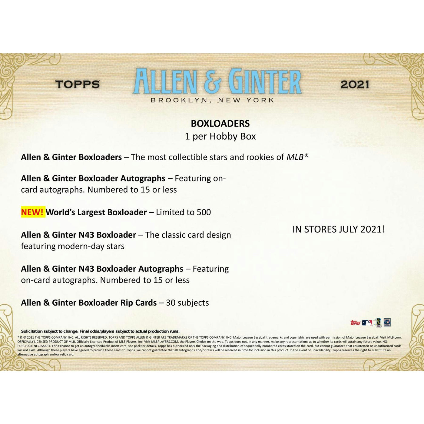 2021 Topps Allen & Ginter Baseball Hobby Box