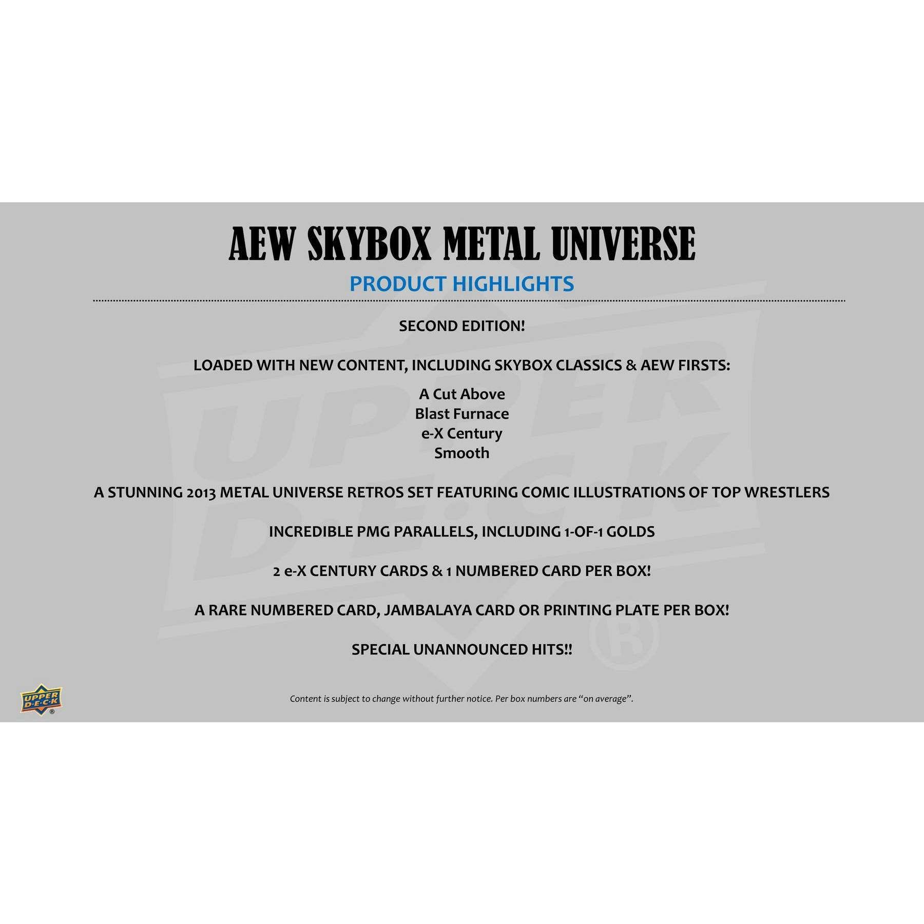 2025 Upper Deck AEW Skybox Metal Universe Wrestling Hobby Box
