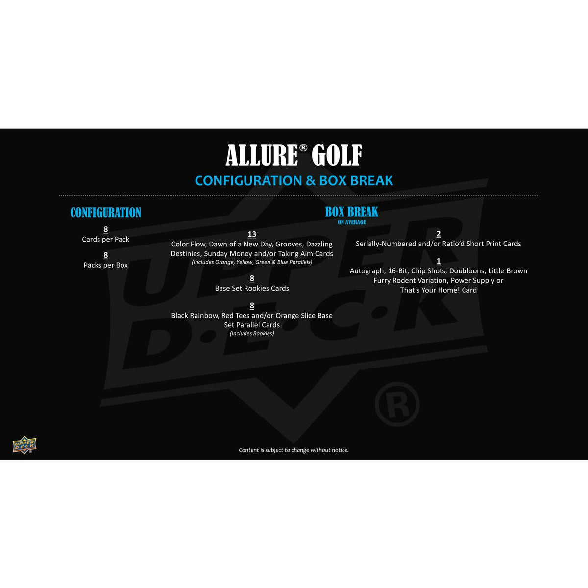 2026 Upper Deck Allure Golf Hobby 18-Box Case