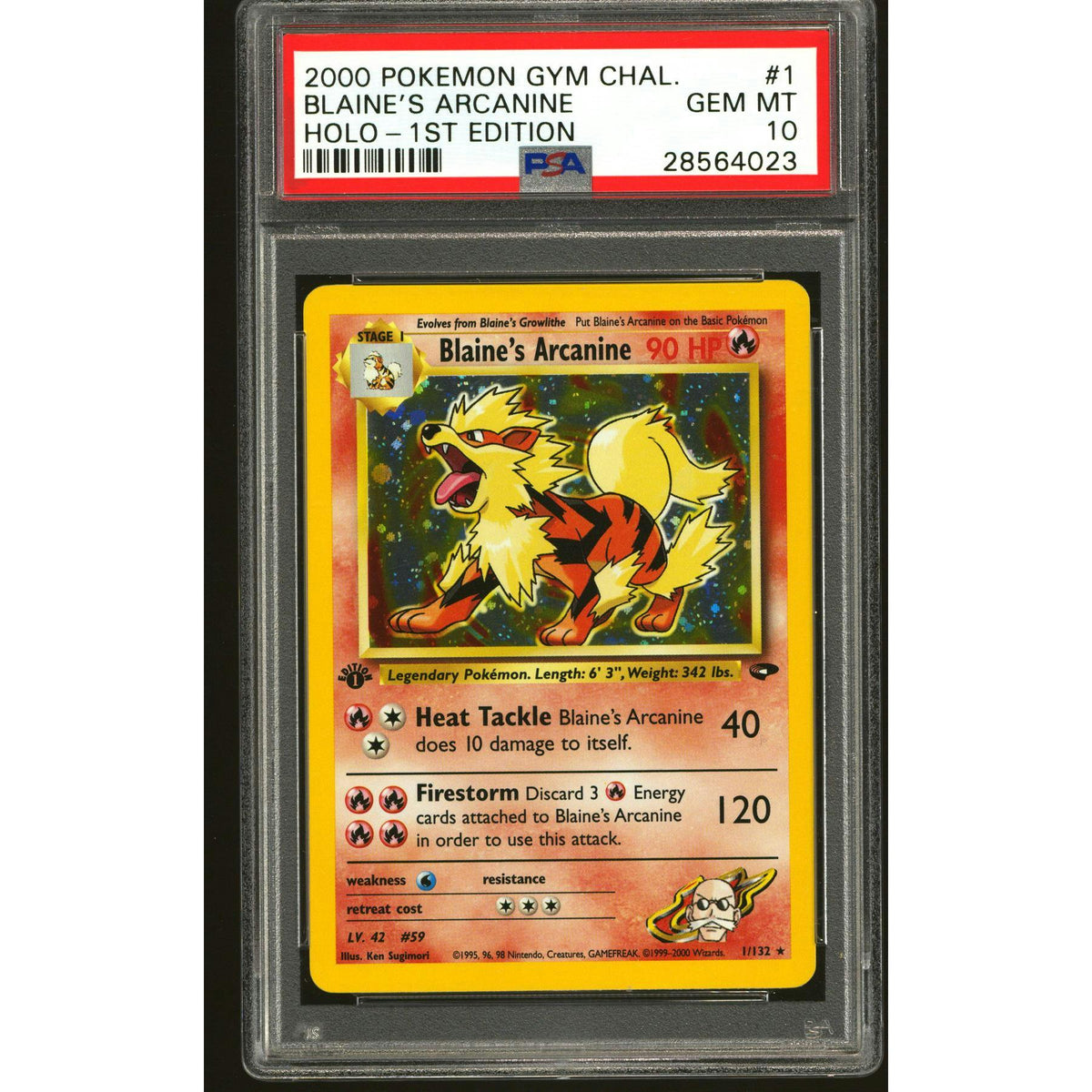 Pokemon Gym Challenge 1st Edition Blaine's Arcanine 1/132 PSA 10 GEM MINT