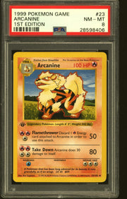 Pokemon Base Set 1st Edition Shadowless Arcanine 23/102 PSA 8