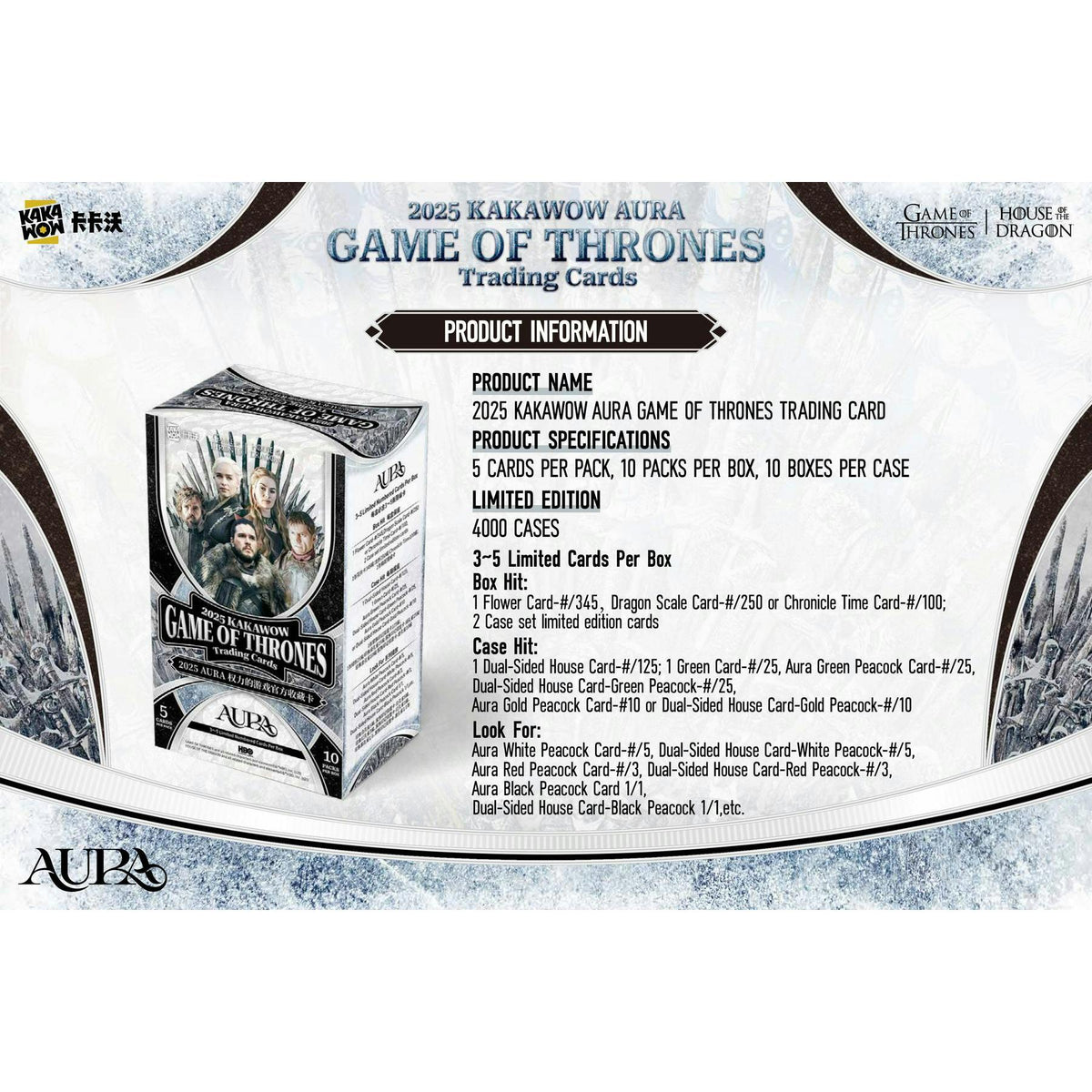 2025 Kakawow Game Of Thrones Aura Hobby 10-Box Case