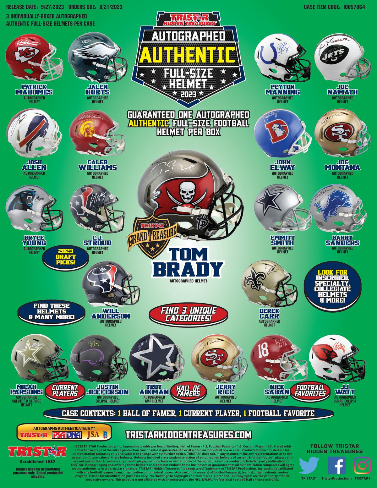 2023 TriStar Hidden Treasures Autographed Full-Size Football Helmet Series 2 Hobby Box (Reed Buy)
