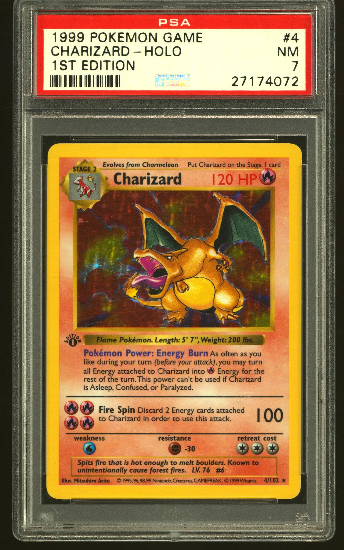 Pokemon Base Set 1st Edition Shadowless Charizard 4/102 PSA 7 - MINT FACE!