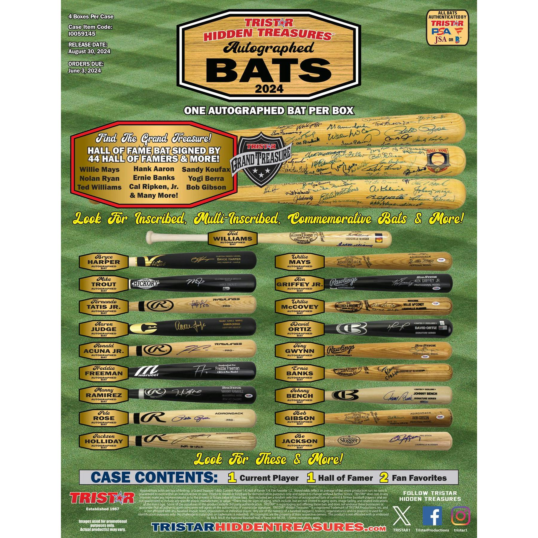 2024 TriStar Hidden Treasures Autographed Baseball Bats Box (Reed Buy)