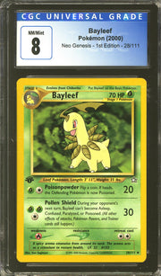 Pokemon Neo Genesis 1st Edition Bayleef 28/111 CGC 8 subs