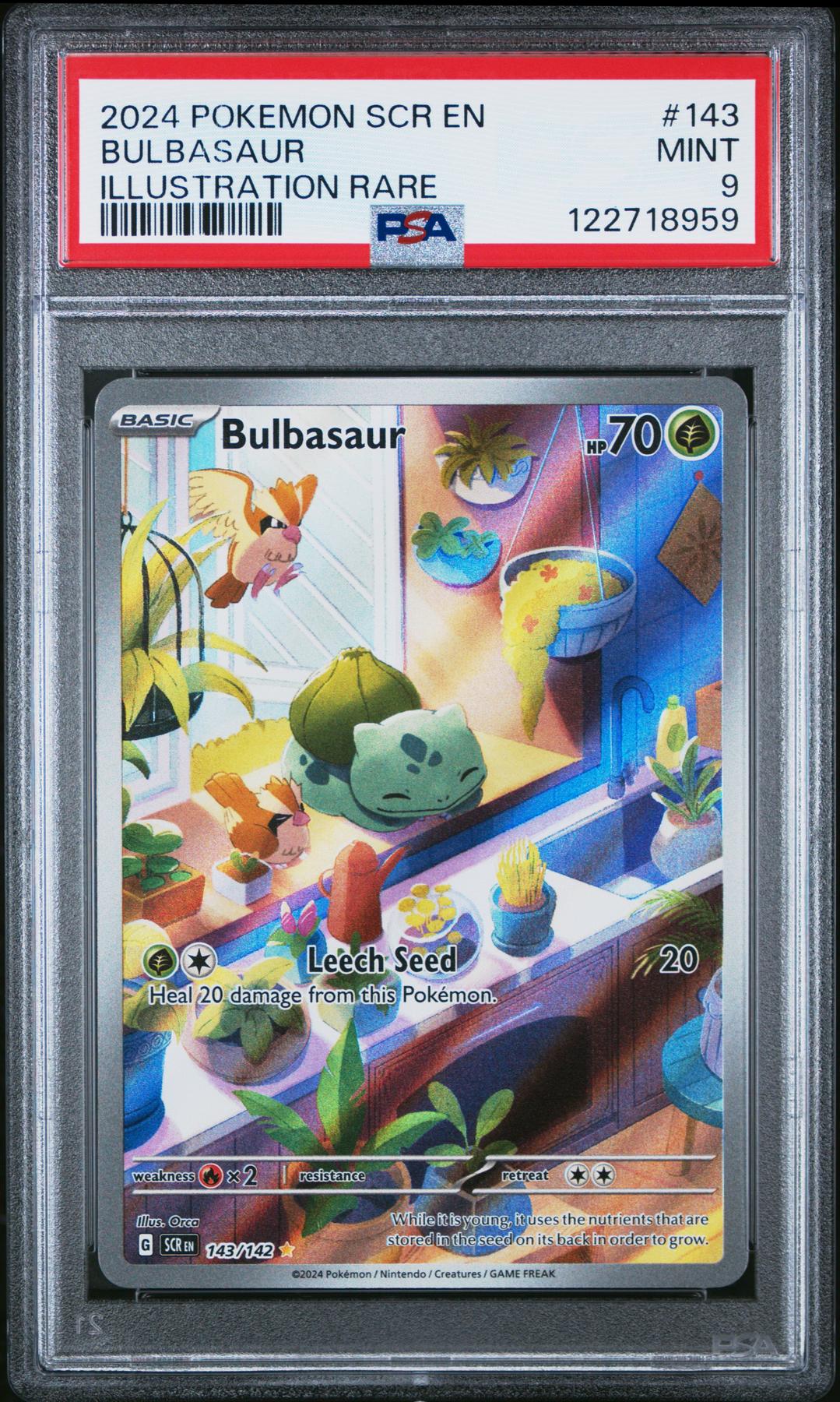 Pokemon Stellar Crown Illustration Rare Bulbasaur 143/142 PSA 9