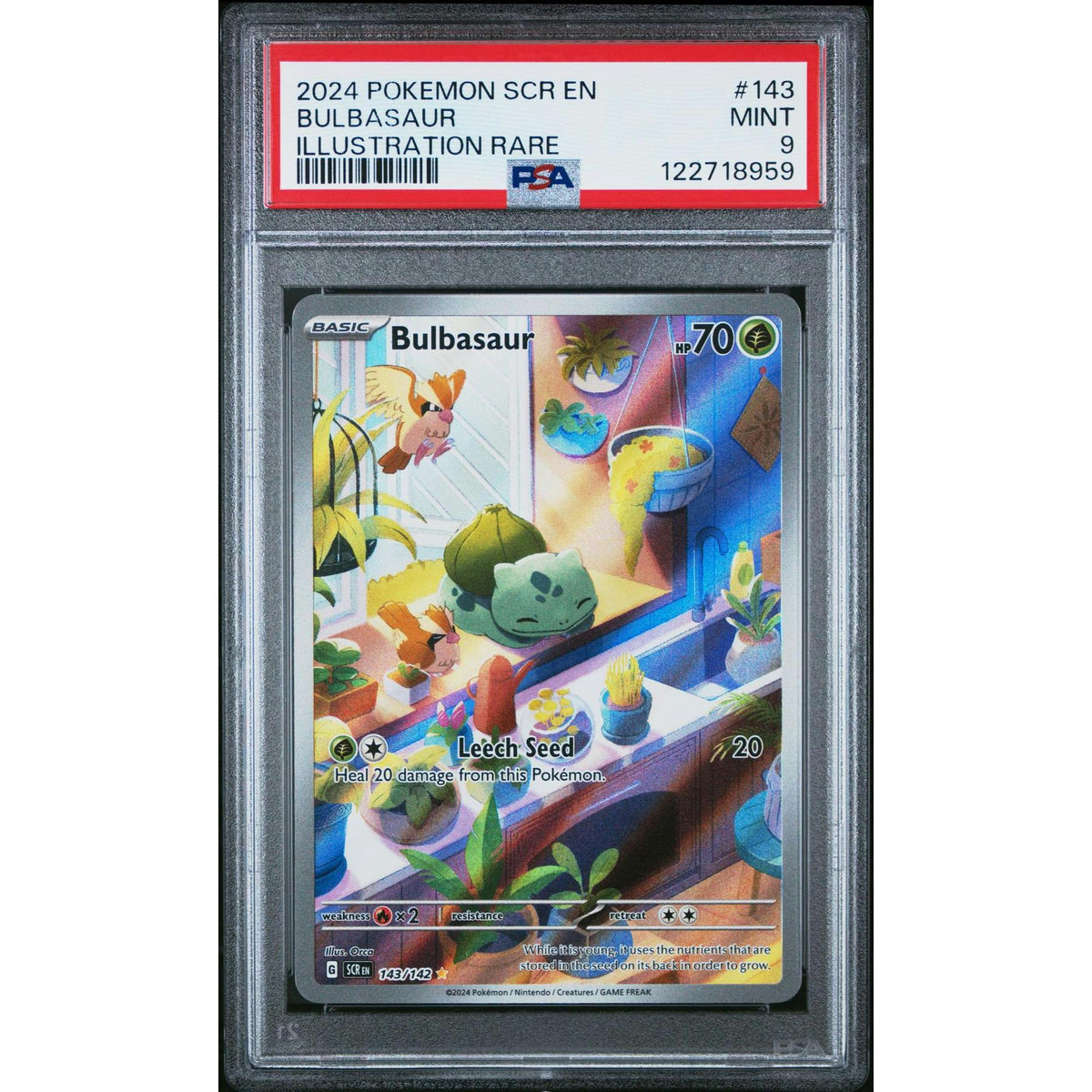 Pokemon Stellar Crown Illustration Rare Bulbasaur 143/142 PSA 9