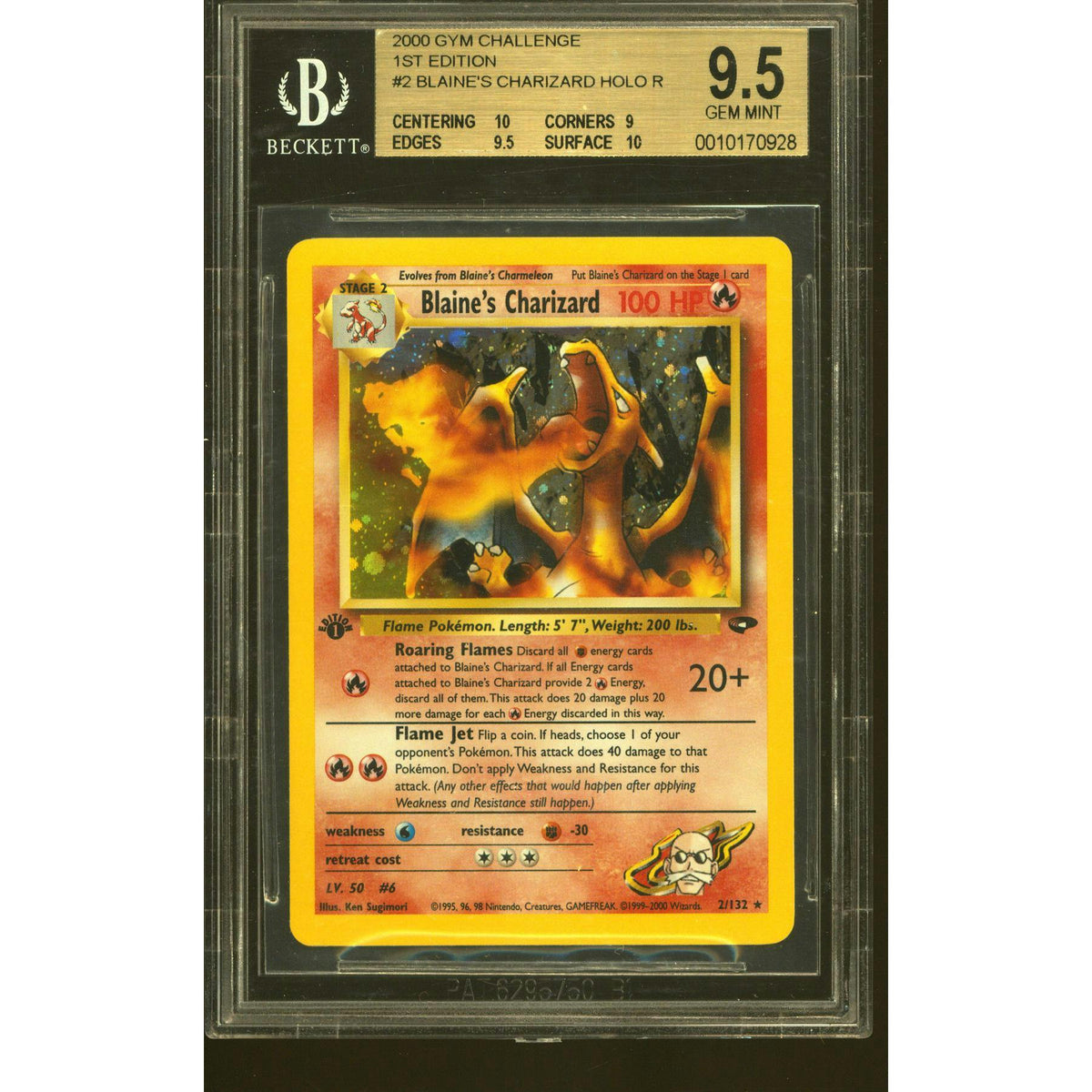 Pokemon Gym Challenge 1st Edition Blaine's Charizard 2/132 BGS 9.5 GEM MINT 2 10 subs