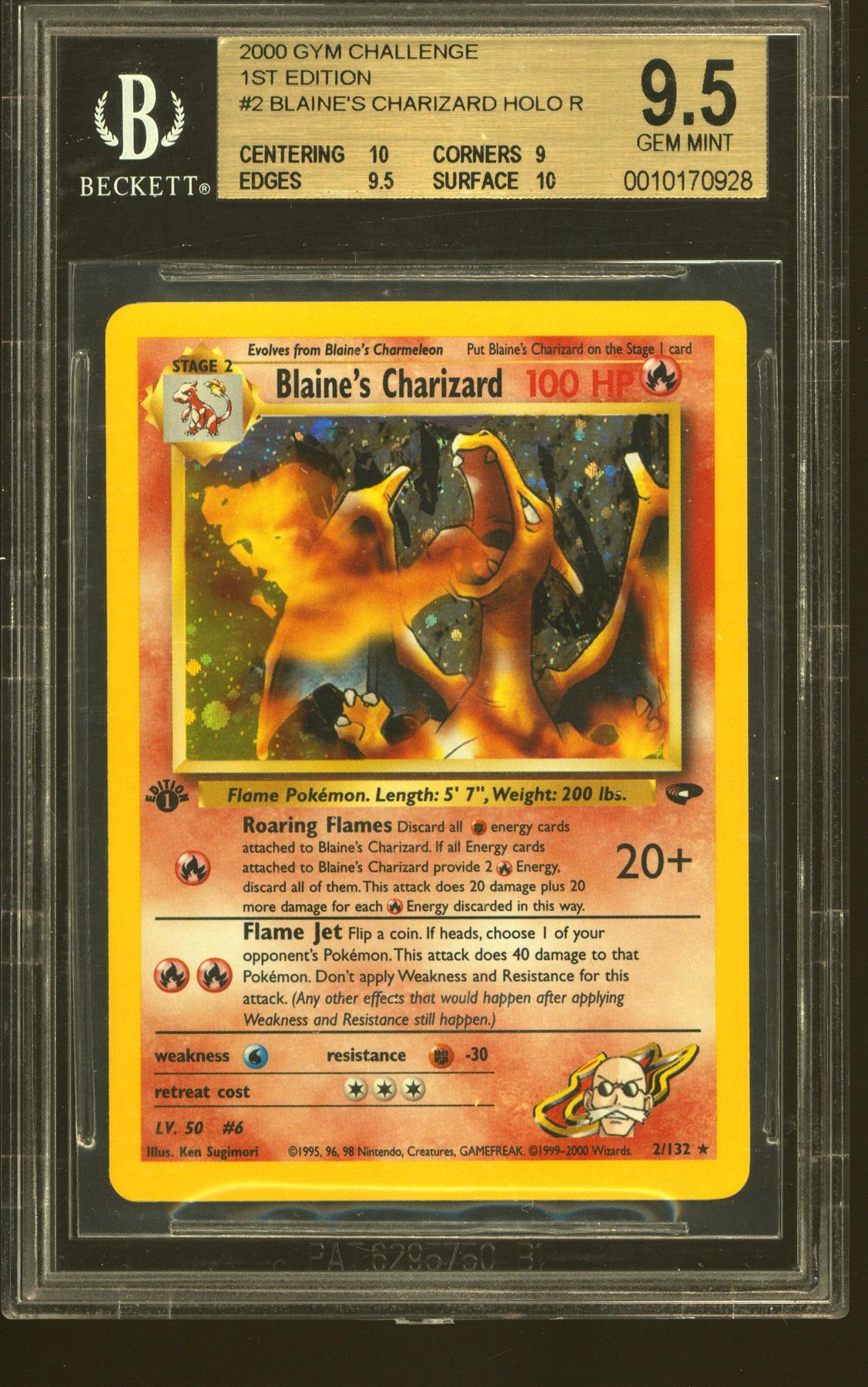 Pokemon Gym Challenge 1st Edition Blaine's Charizard 2/132 BGS 9.5 GEM MINT 2 10 subs
