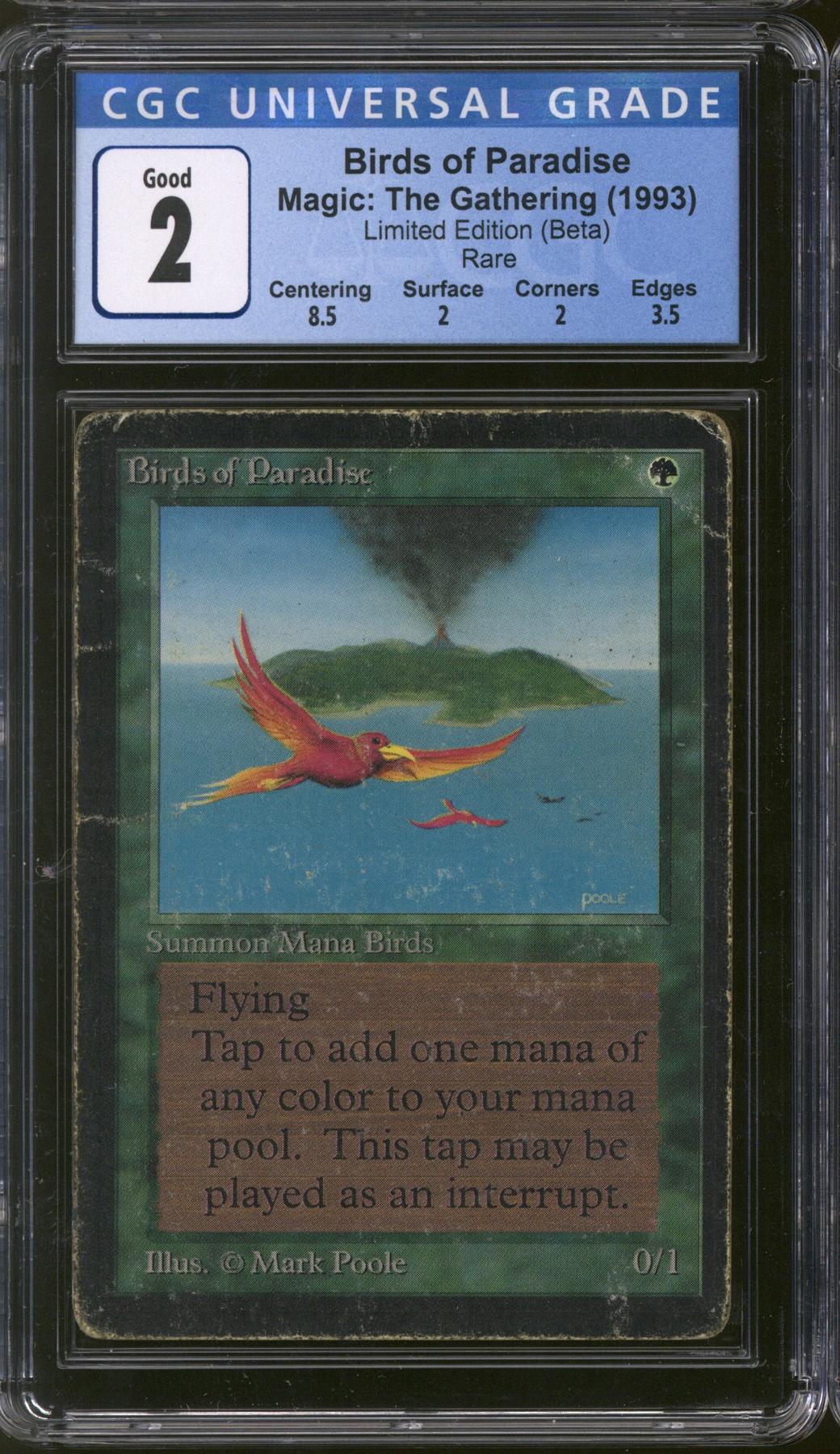 Magic the Gathering Beta Birds of Paradise CGC 2 Pedigree HEAVILY PLAYED HP