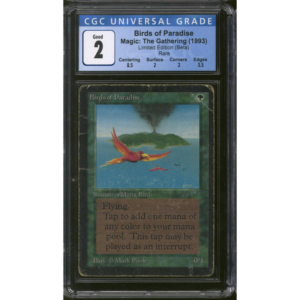 Magic the Gathering Beta Birds of Paradise CGC 2 Pedigree HEAVILY PLAYED HP