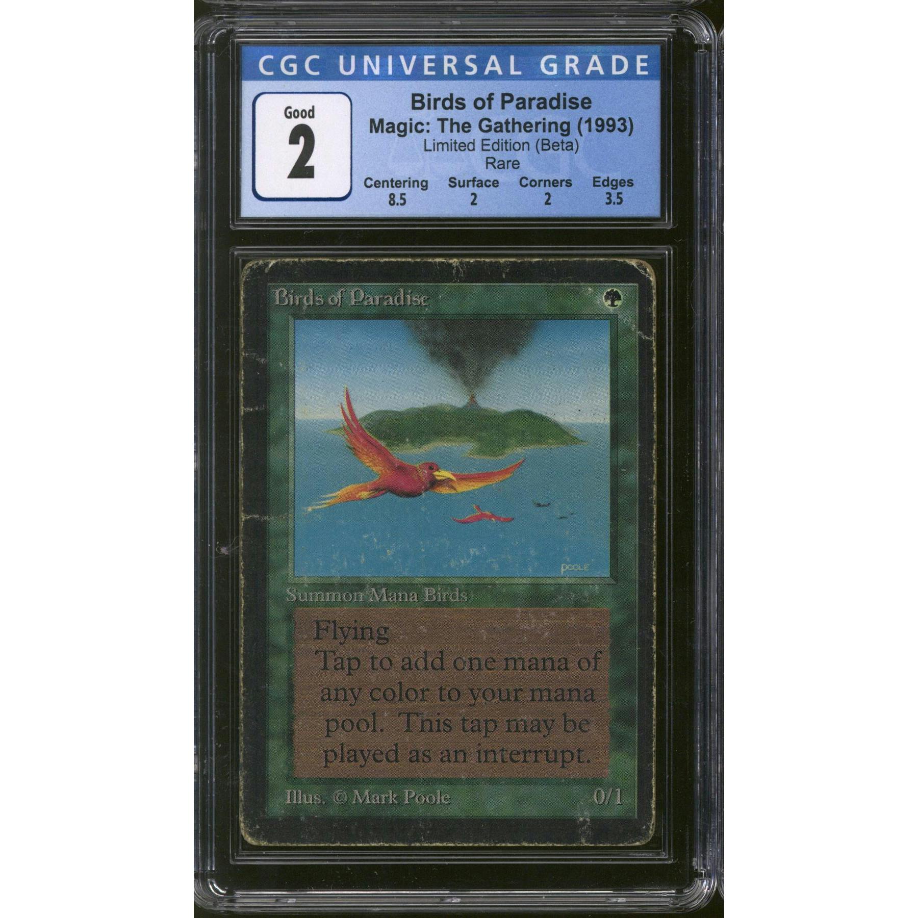 Magic the Gathering Beta Birds of Paradise CGC 2 Pedigree HEAVILY PLAYED HP