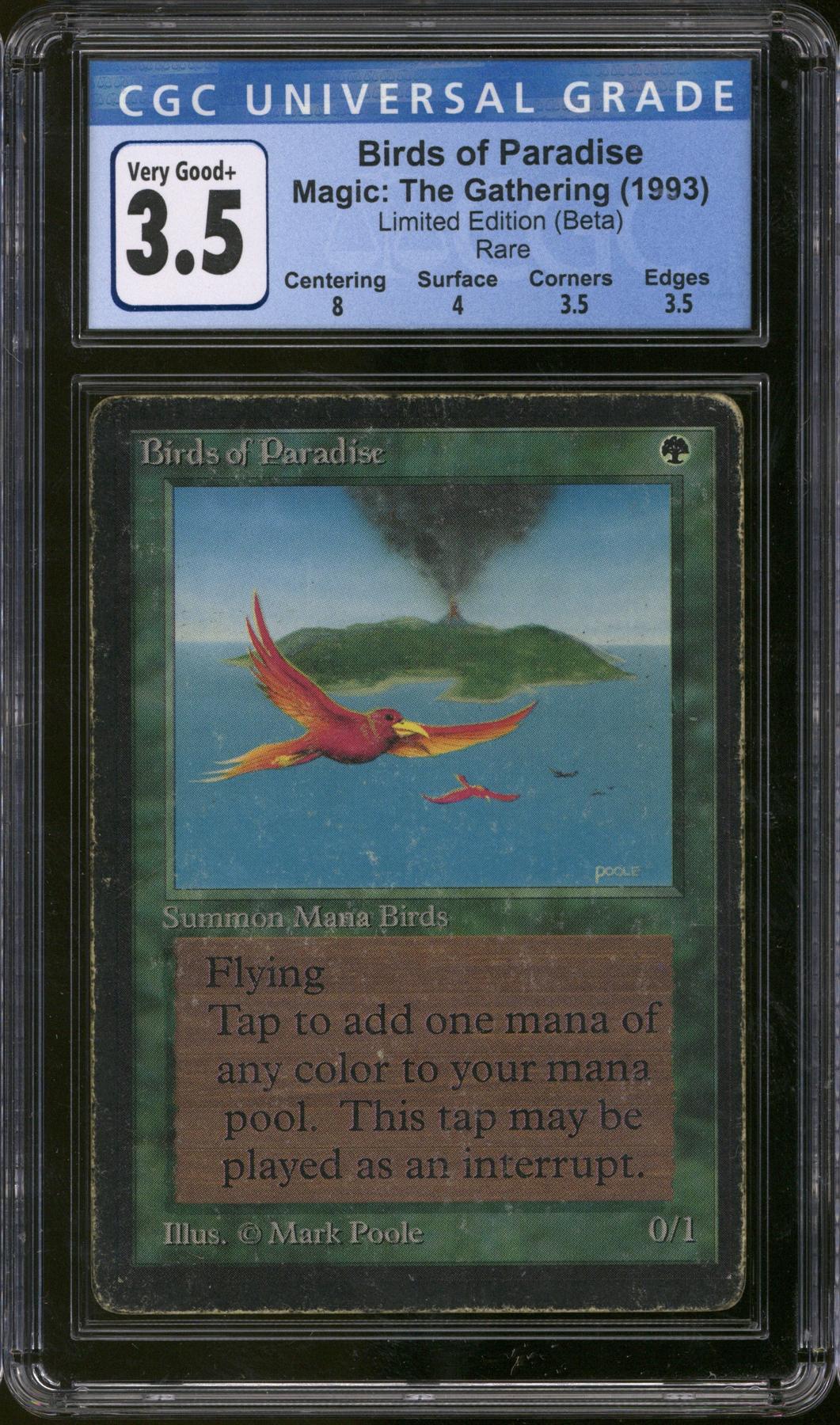 Magic the Gathering Beta Birds of Paradise CGC 3.5 Pedigree MODERATELY HEAVILY PLAYED MP HP