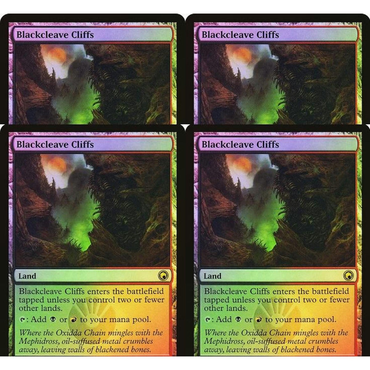 Magic the Gathering Scars of Mirrodin FOIL PLAYSET 4x Blackcleave Cliffs x4 LIGHTLY PLAYED LP