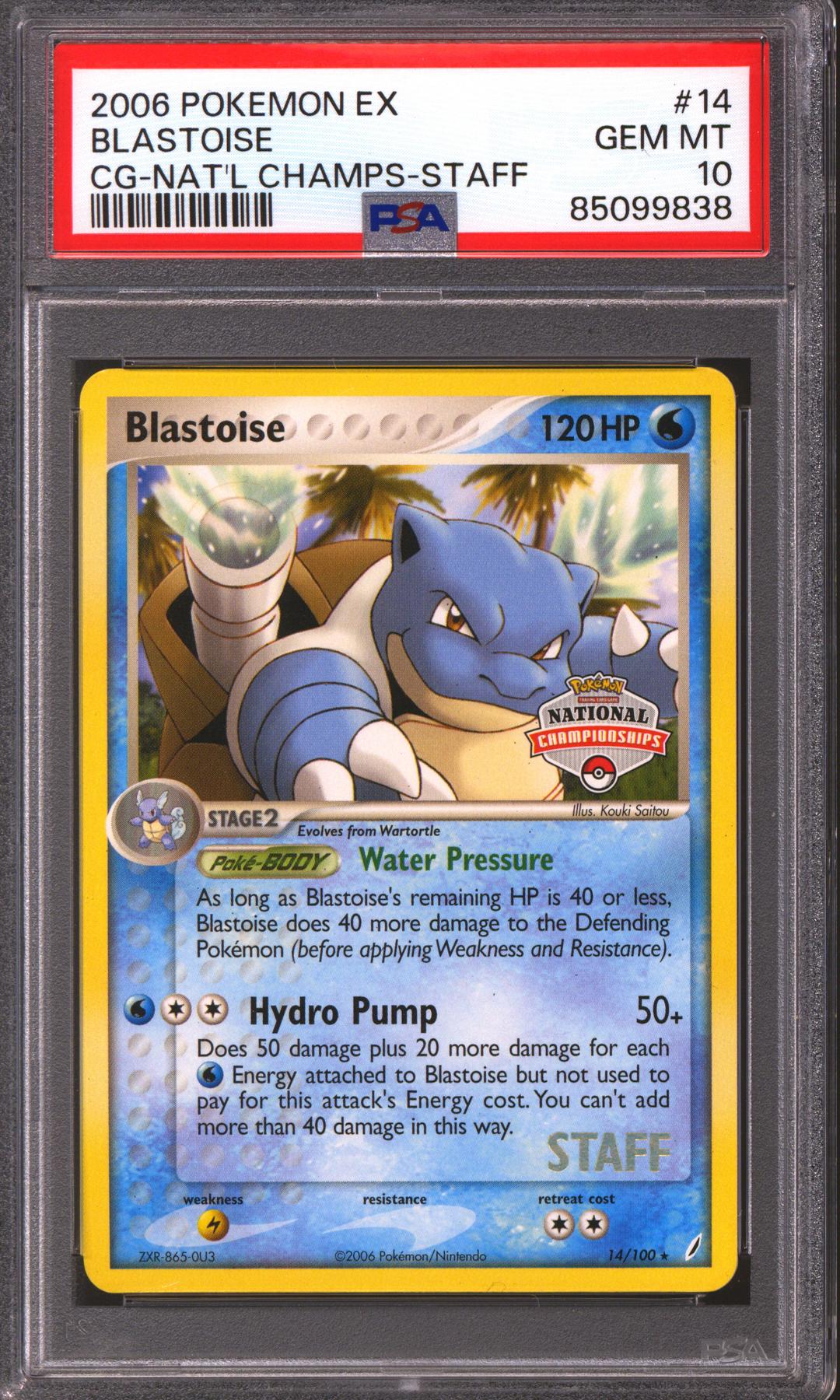 Pokemon 2006 National Championship Staff Blastoise 14/100 PSA 10 GEM MINT *838