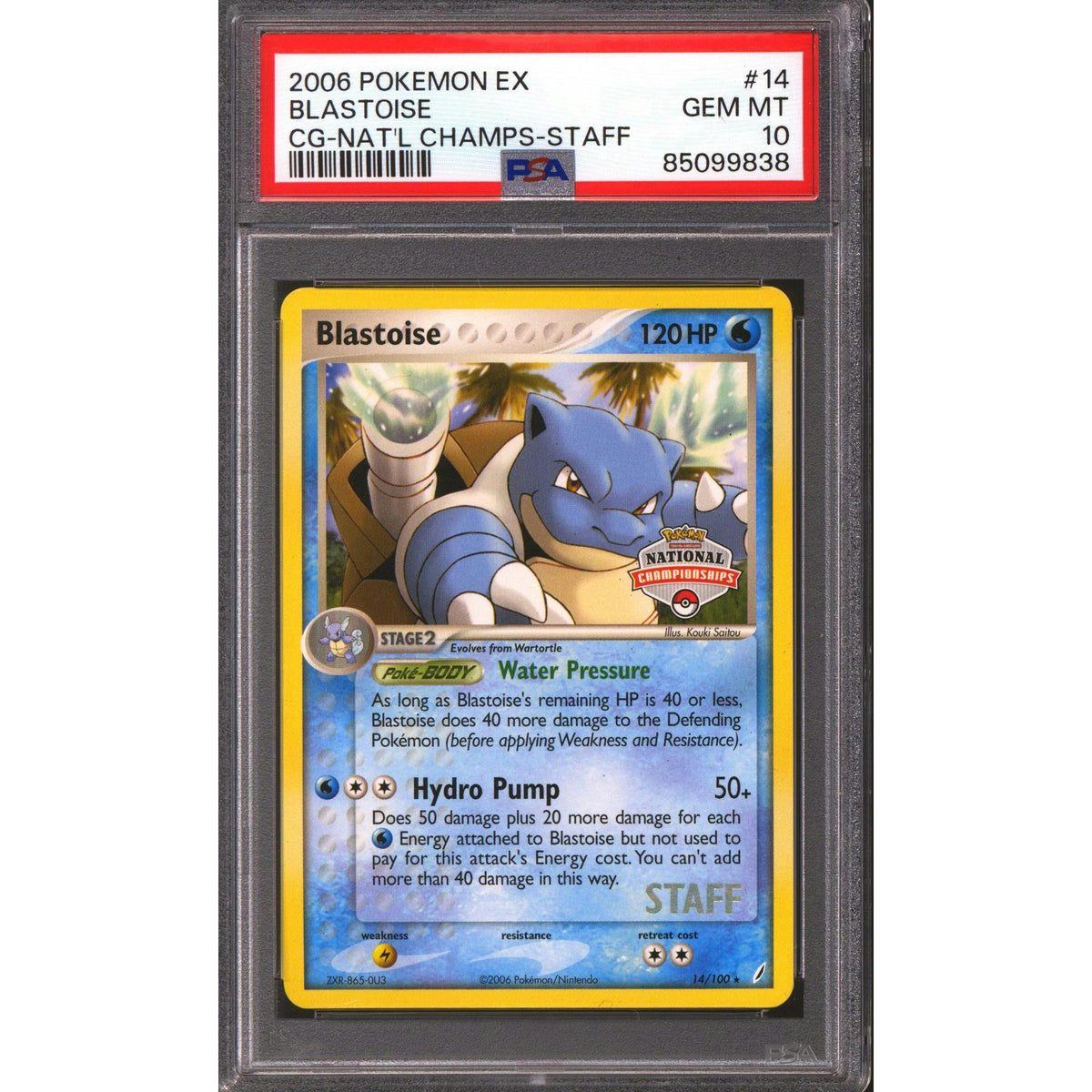 Pokemon 2006 National Championship Staff Blastoise 14/100 PSA 10 GEM MINT *838