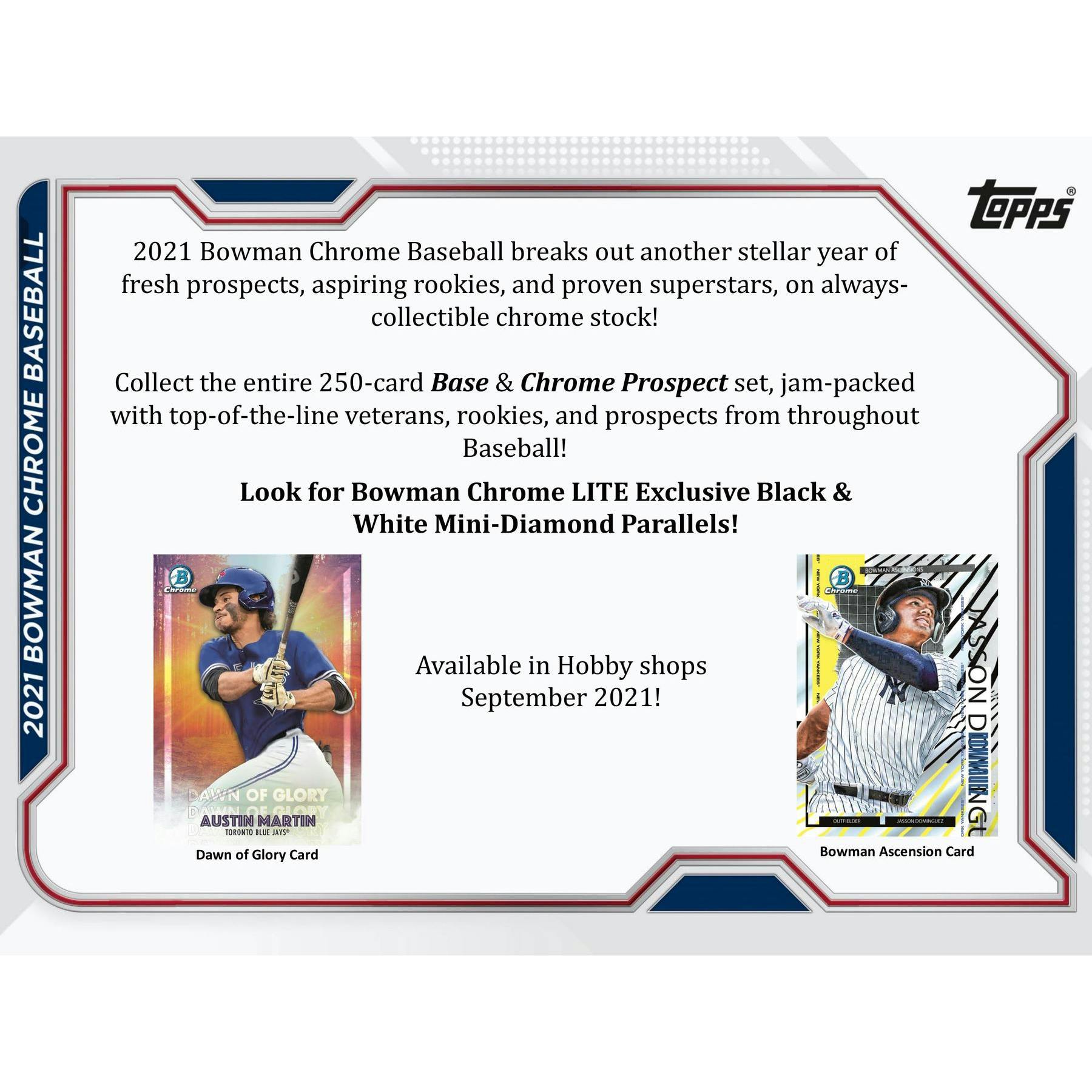 2021 Bowman Chrome Baseball Lite Hobby Box (Black & White Mini-Diamond Parallels!)