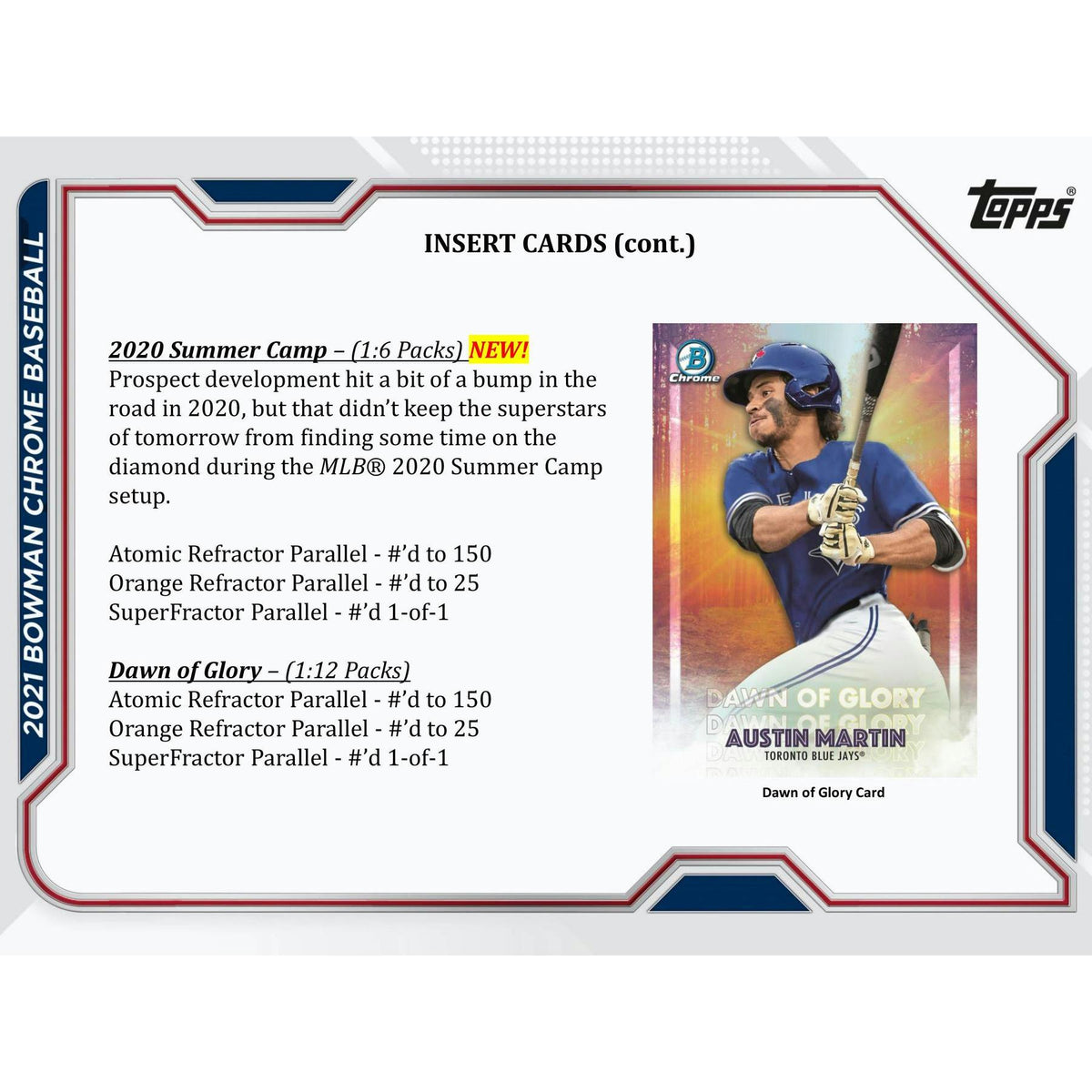 2021 Bowman Chrome Baseball Lite Hobby Box (Black & White Mini-Diamond Parallels!)