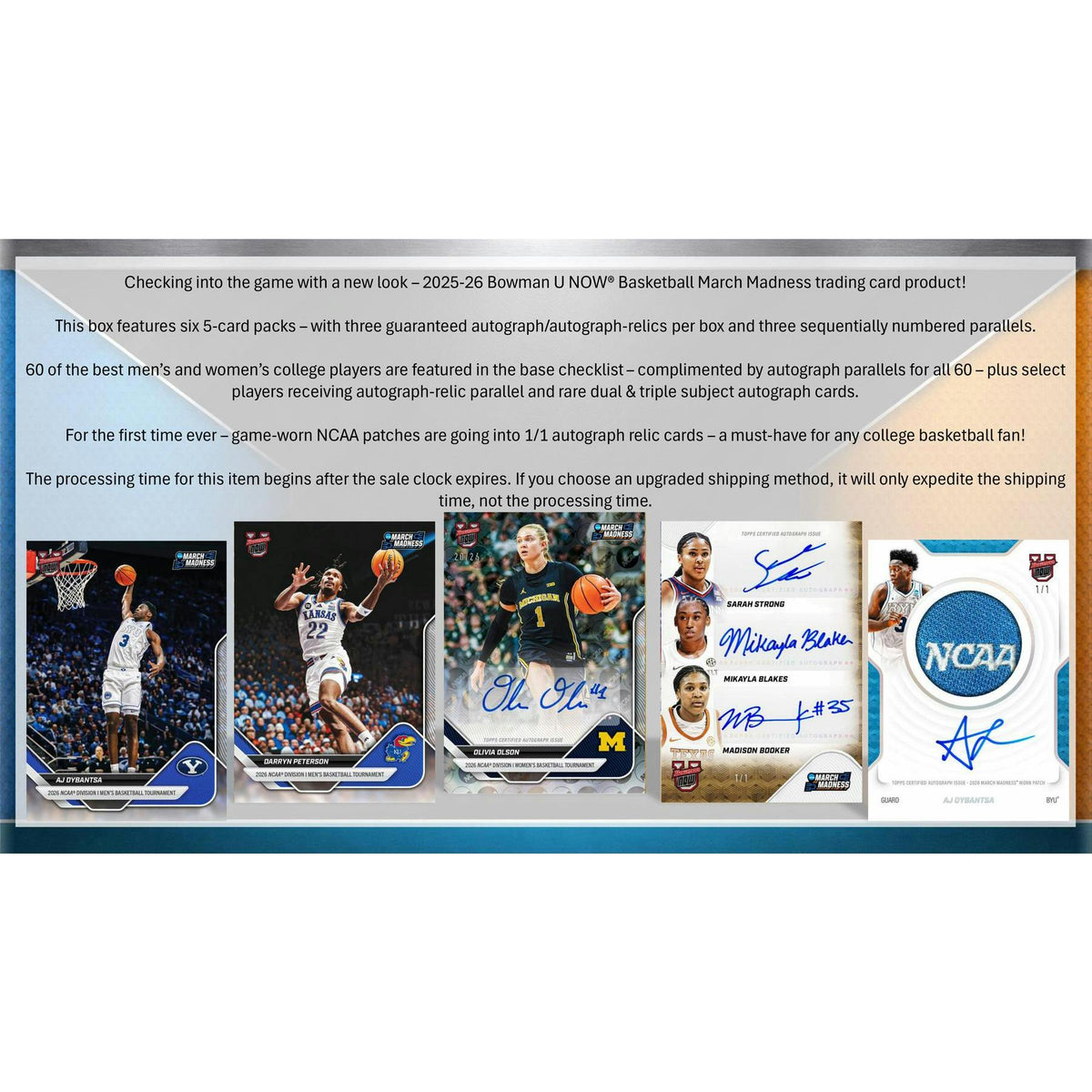 2025/26 Bowman University NOW March Madness Basketball Hobby Box
